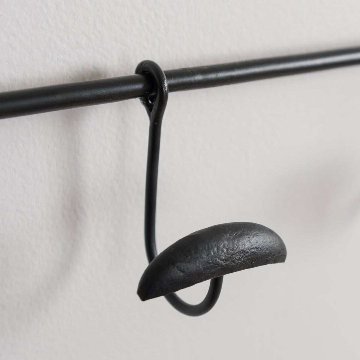 Black Iron 4-Hook Wall Shelf