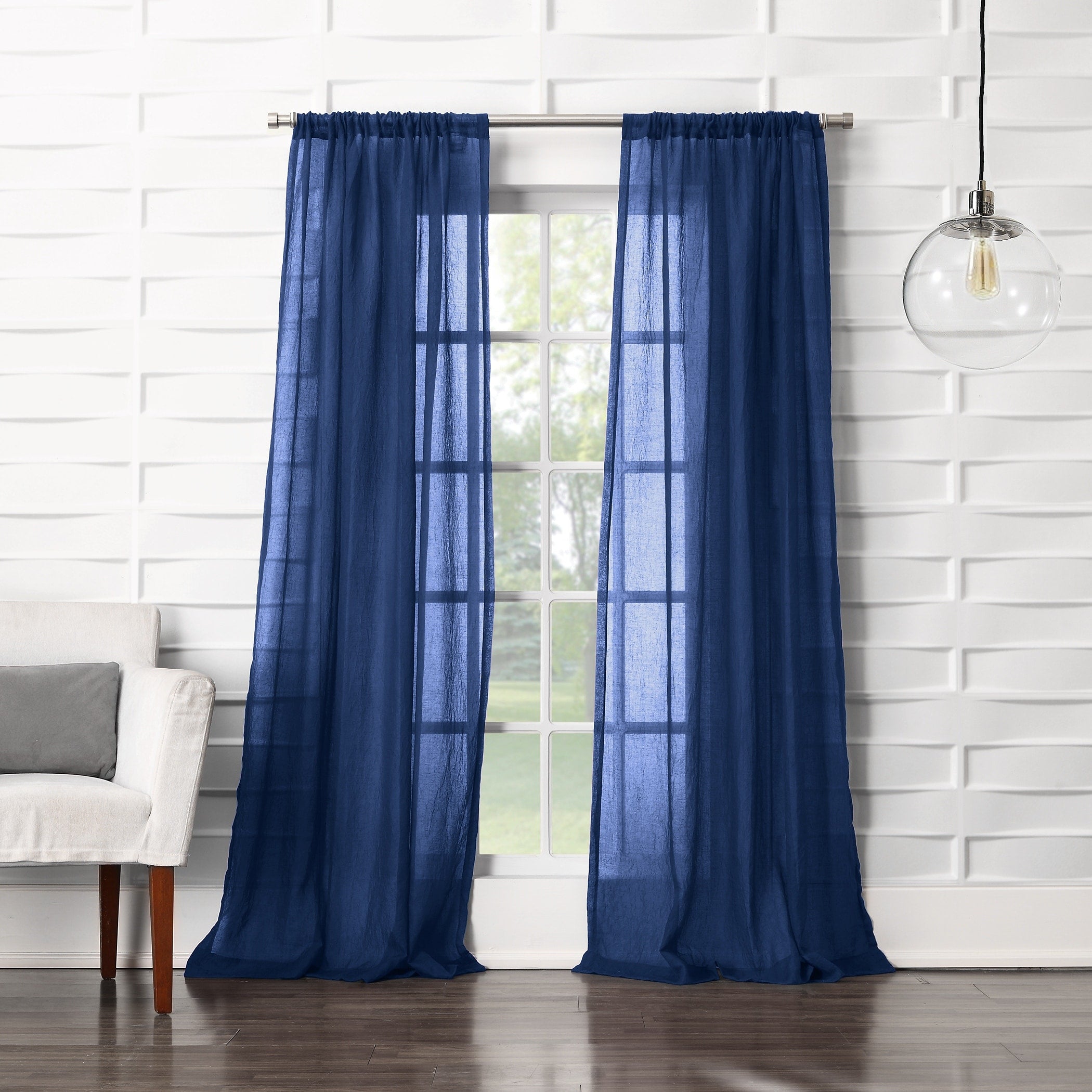 No. 918 Ladonna Crushed Texture Semi-Sheer Rod Pocket Curtain Panel, Single Panel