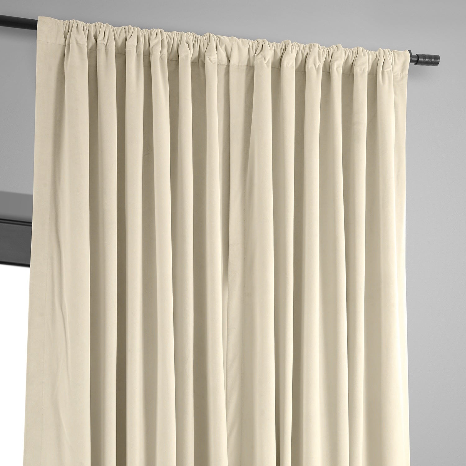 Exclusive Fabrics Signature Extra Wide Ivory Velvet Blackout Curtain (1 Panel) - Luxurious Blackout Drapery for Elegant Décor