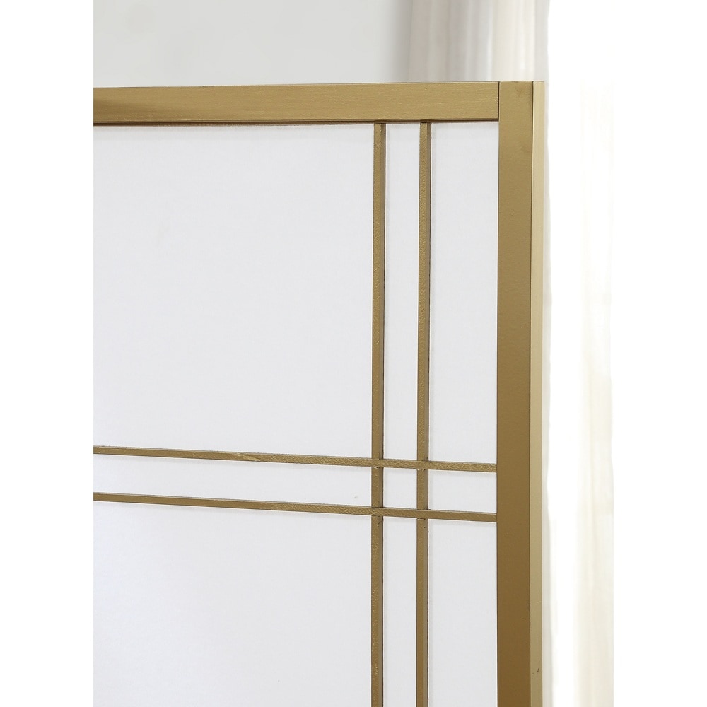 Roundhill Furniture Seto White Wood and Paper 4-panel Room Divider Screen