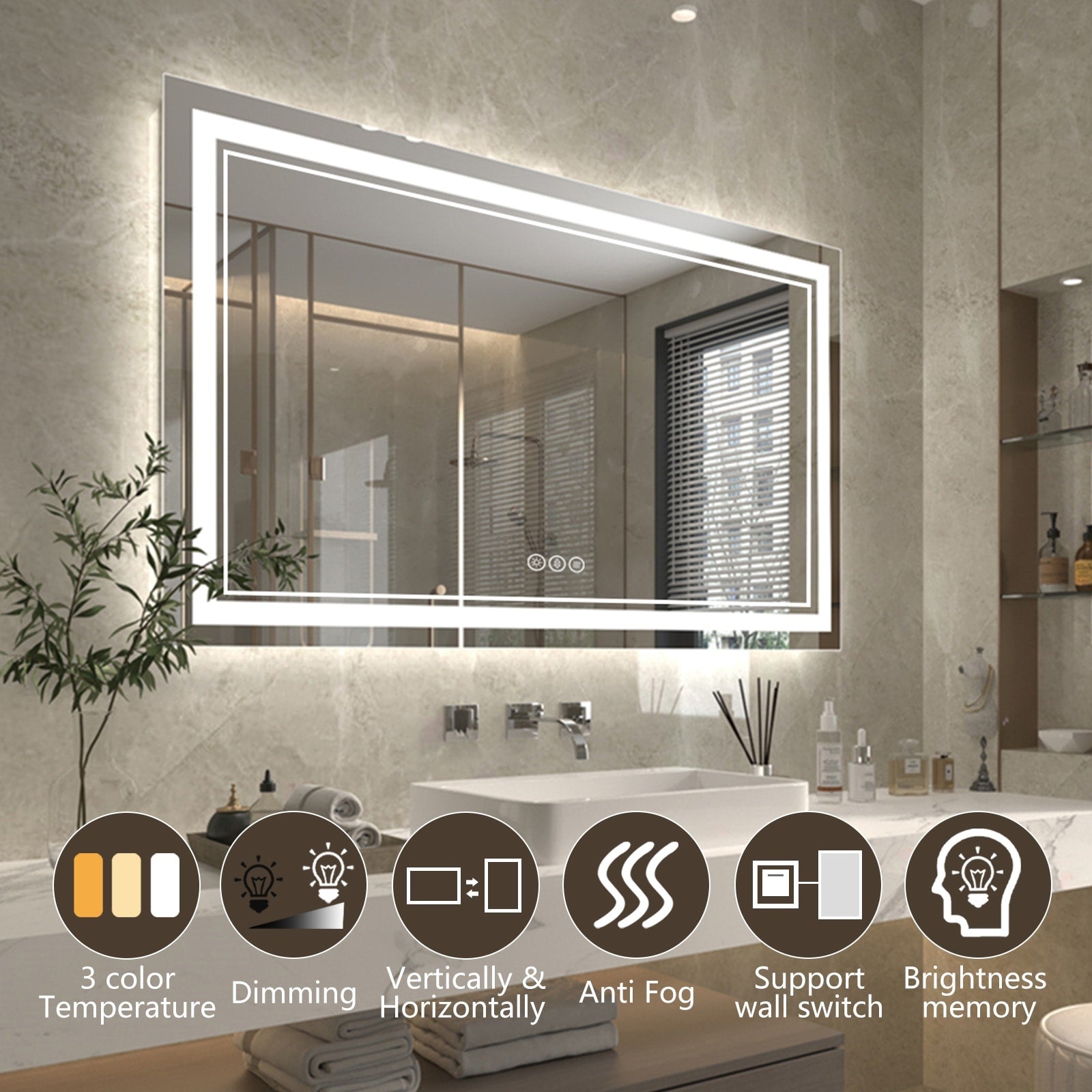 ExBrite Anti-Fog LED Bathroom Mirror with Endless Dimming