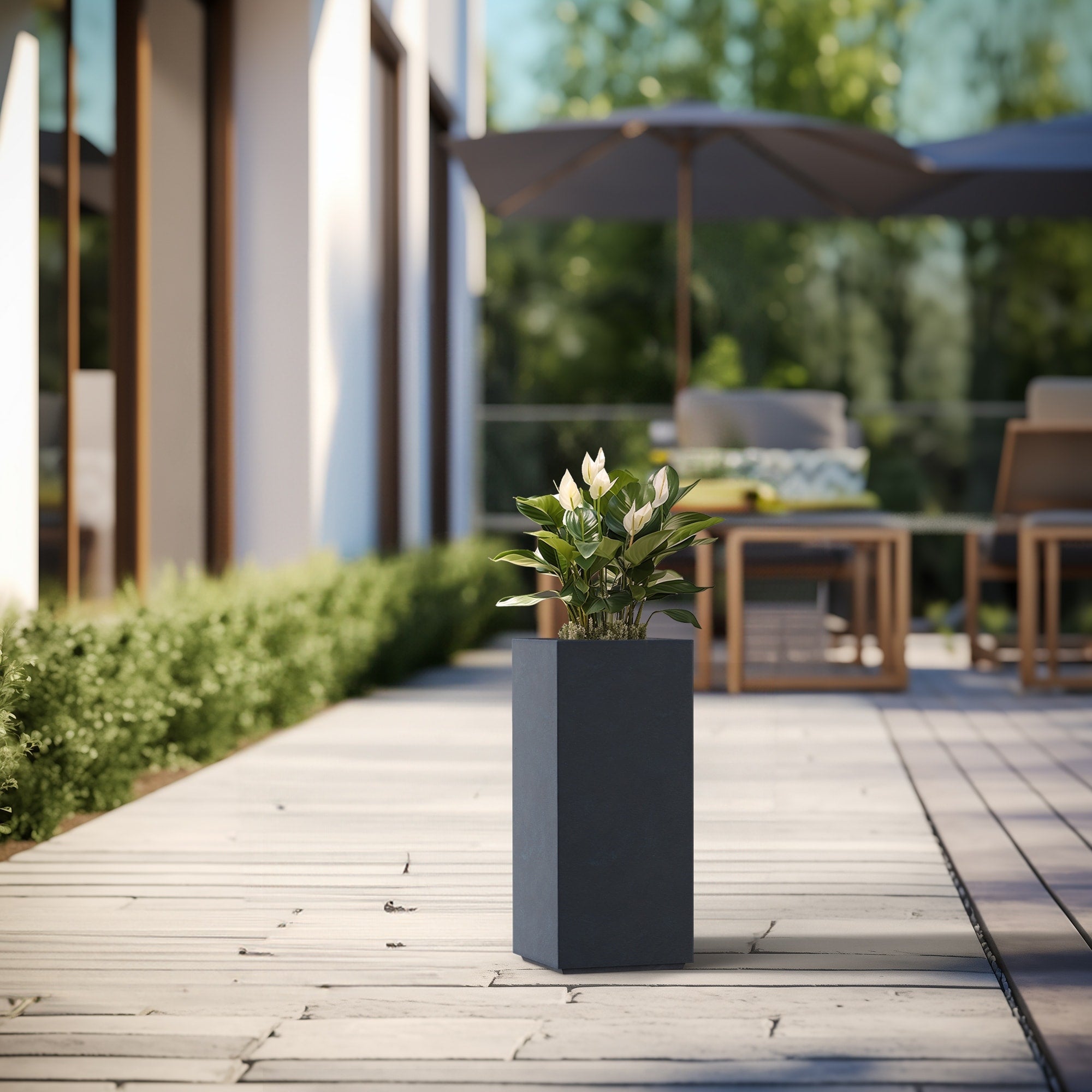 Tall Concrete Rectangle Plant Boxes / Large Indoor and Outdoor Flower Planters