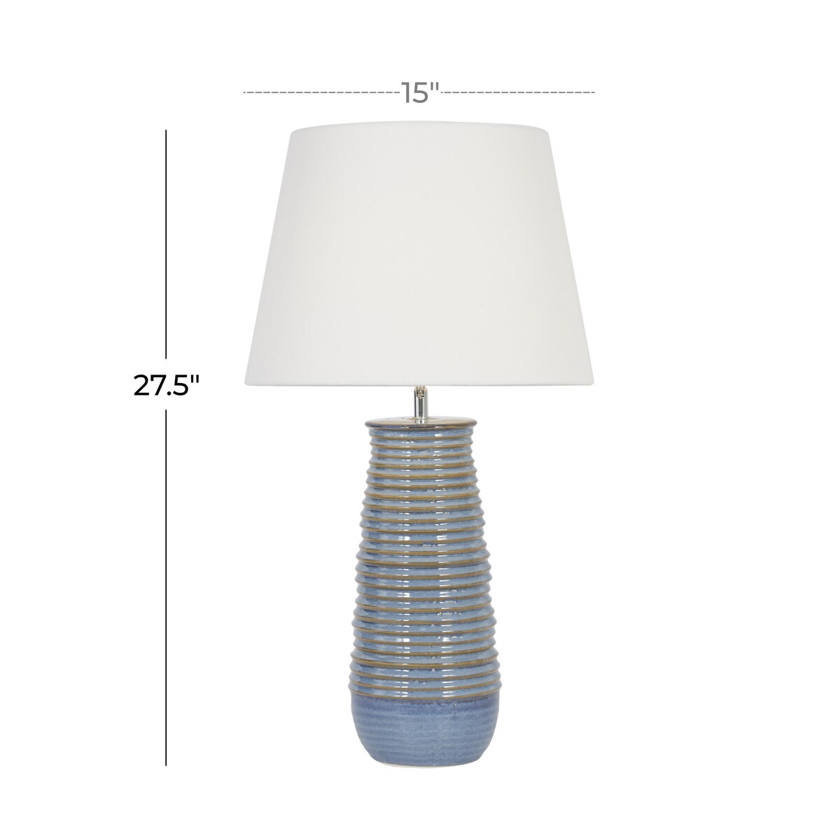 Ceramic Ribbed Room Table Lamp with Drum Shade - Blue - Roche River Decor