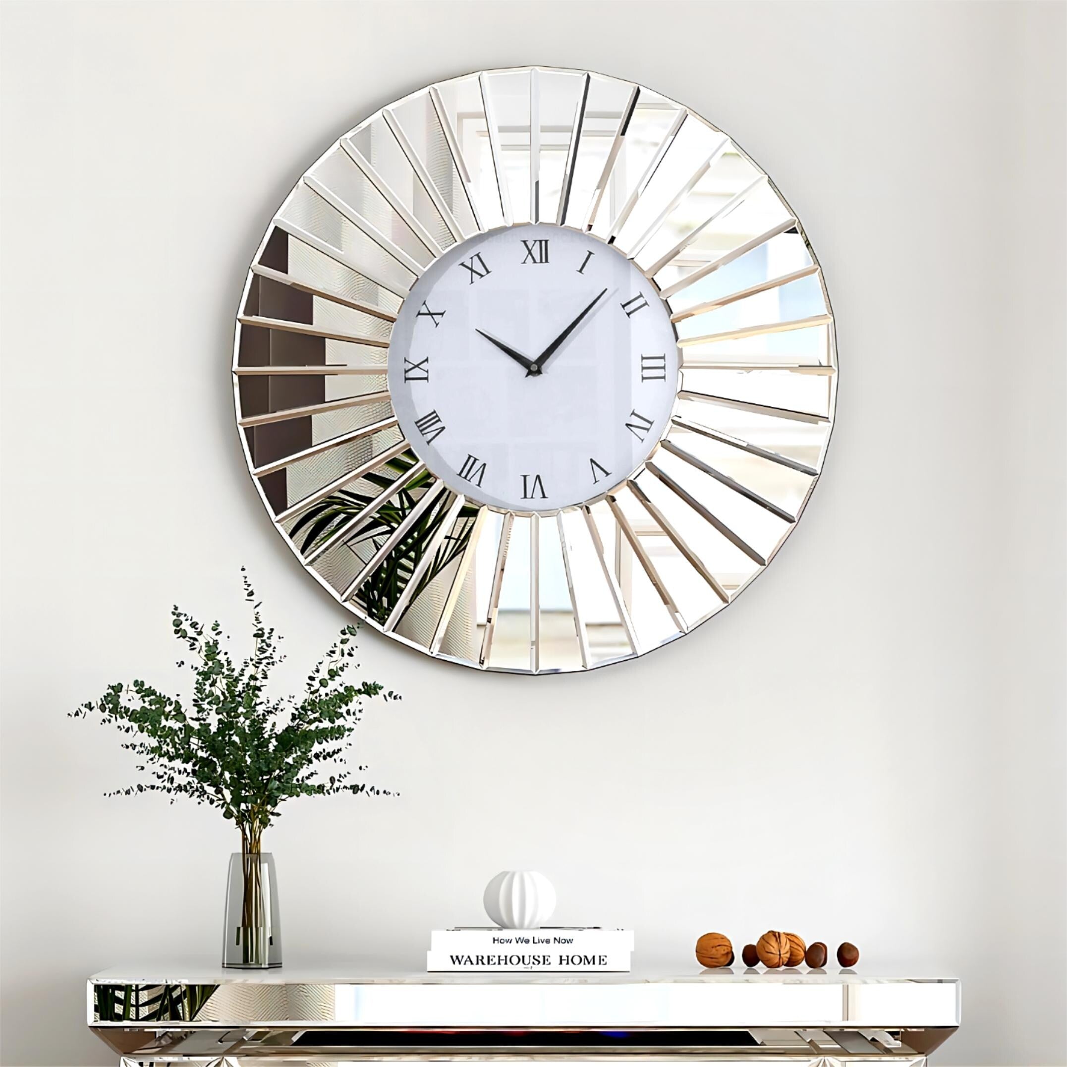 Mirrored Large Clocks Round Wall Clock