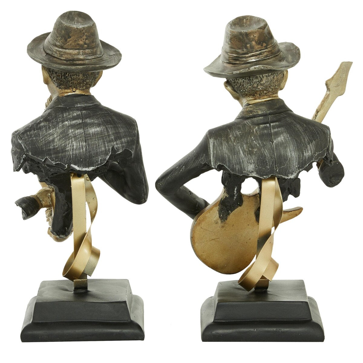 Polystone Musician Decorative Sculpture - Set of 2 Gold - Roche River Decor