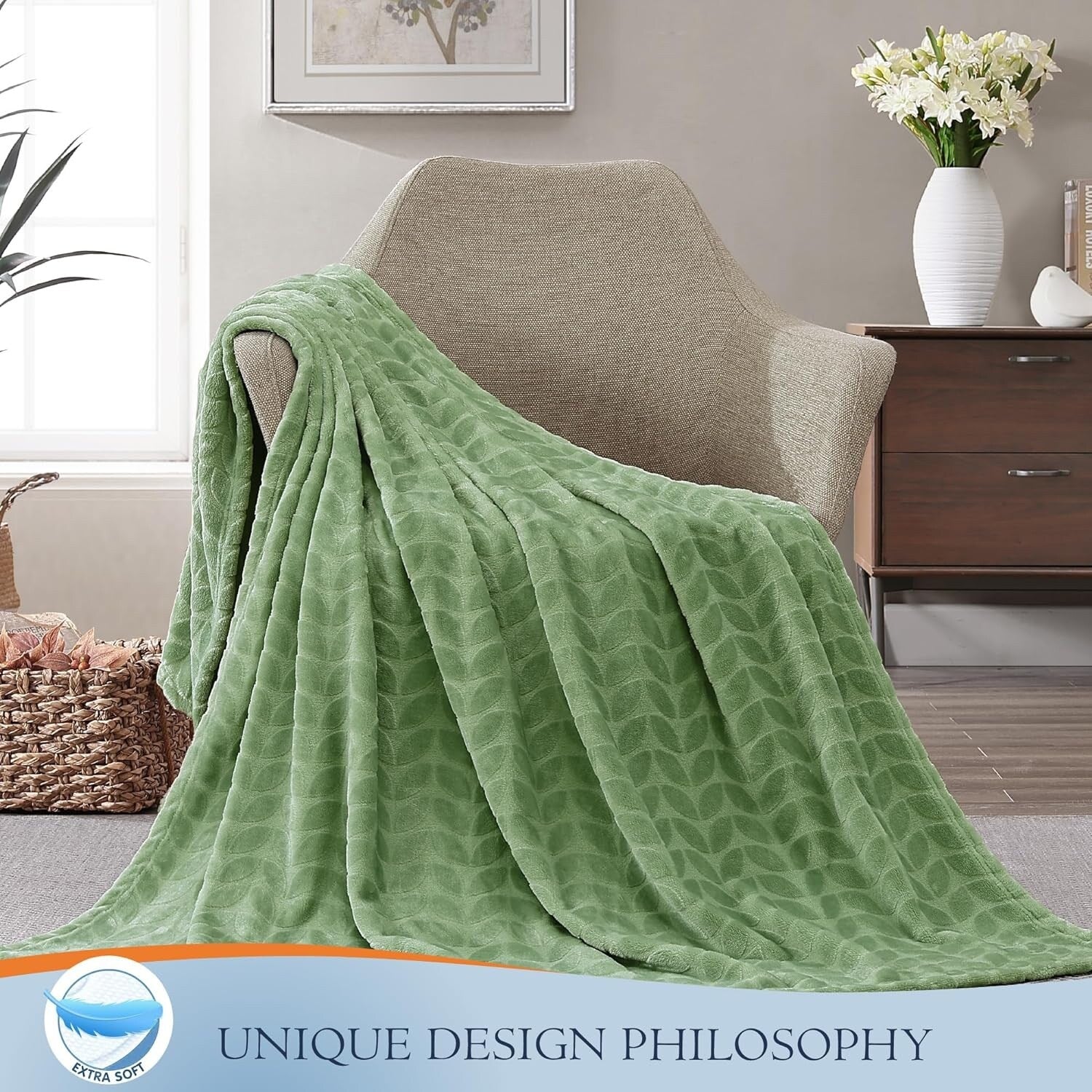 Walensee Fleece Throw Blanket Soft and Lightweight for Couch, Sofa, Bed and Lounge Chair, 50x60