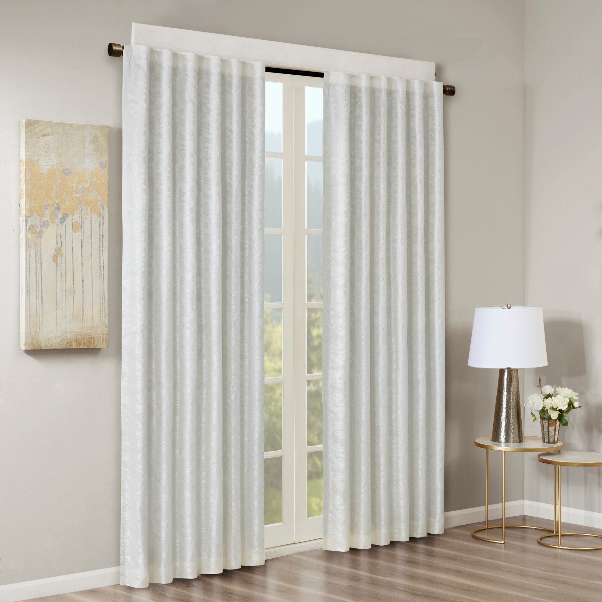 SunSmart Odessa Marble Jacquard Lined Total Blackout Rod Pocket/Back Tab Curtain Panel