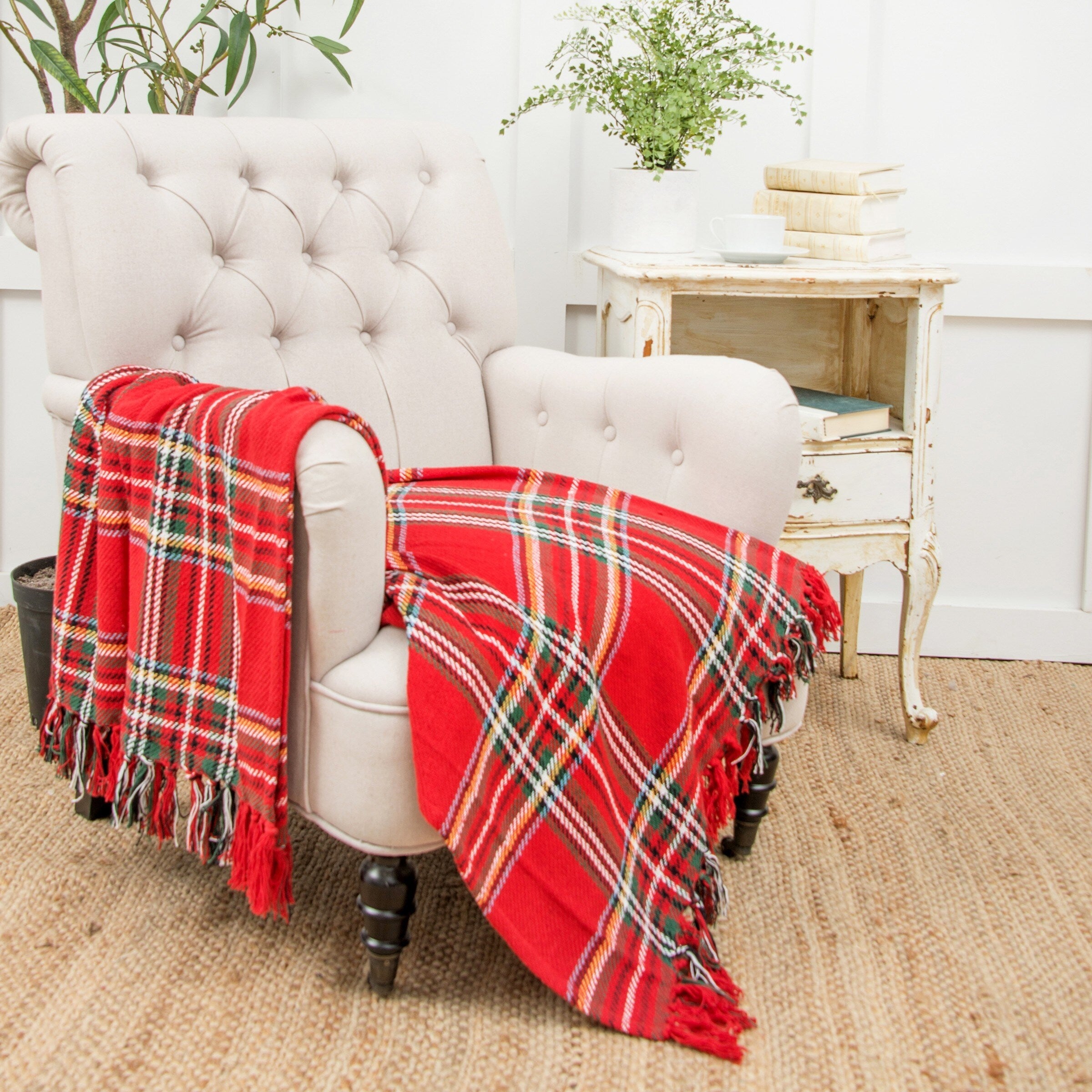 Arlington Plaid Woven Cotton Throw Blanket