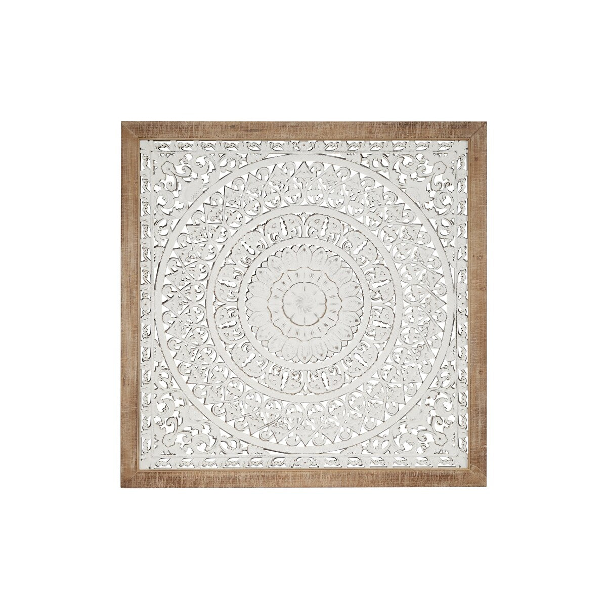 Wooden Floral Intricately Carved Mandala Home Wall Decor - White - Roche River Decor