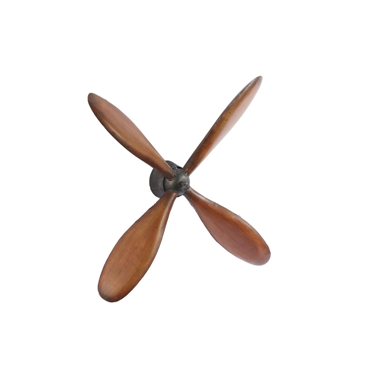 Metal Airplane Propeller 4 Blade Home Wall Decor with Aviation Detailing - Dark Brown - Roche River Decor