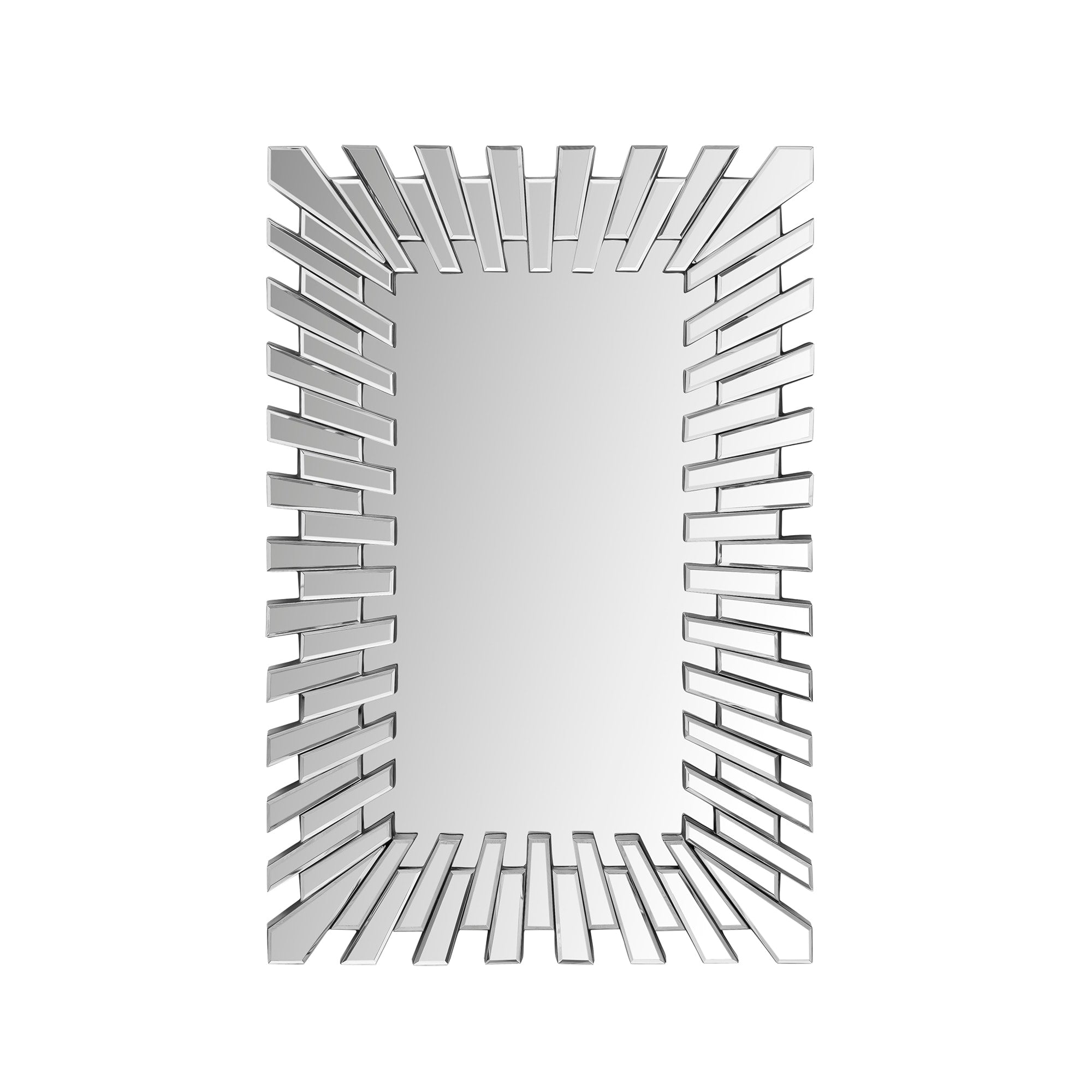 Rectangle Accent Wall Mirror Sunburst Silver Decor