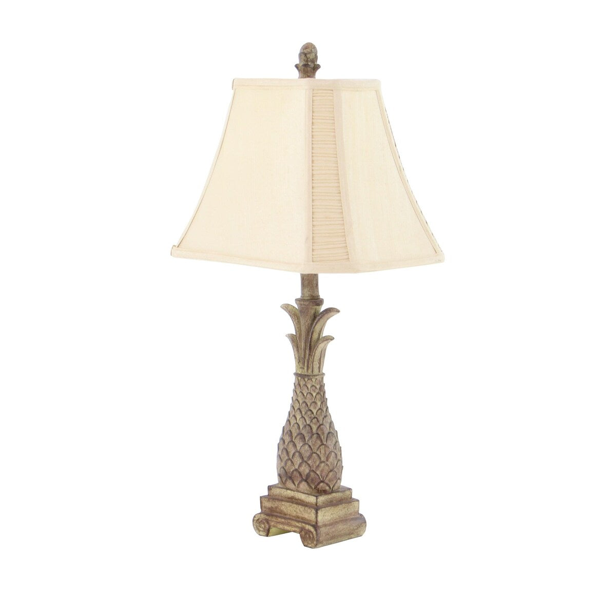 Polystone Fruit Pineapple Room Table Lamp with Tapered Shade - Set of 2 Brown - Roche River Decor