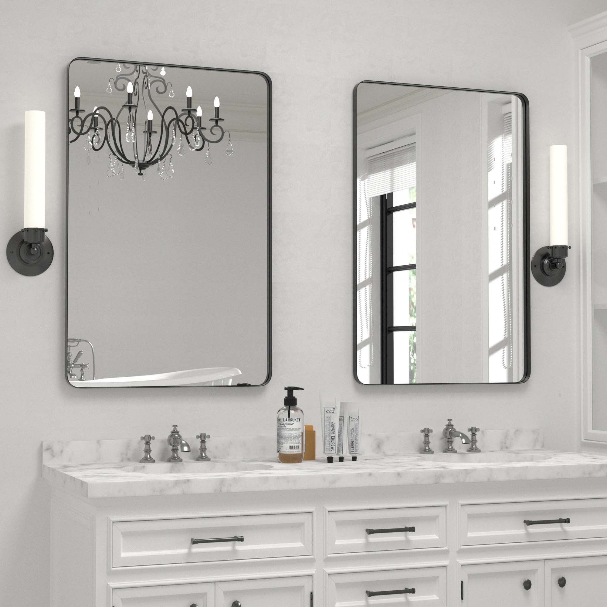 Wall Mirror Vanity Mirror Bathroom Mirror with Round Corner (1 Piece)