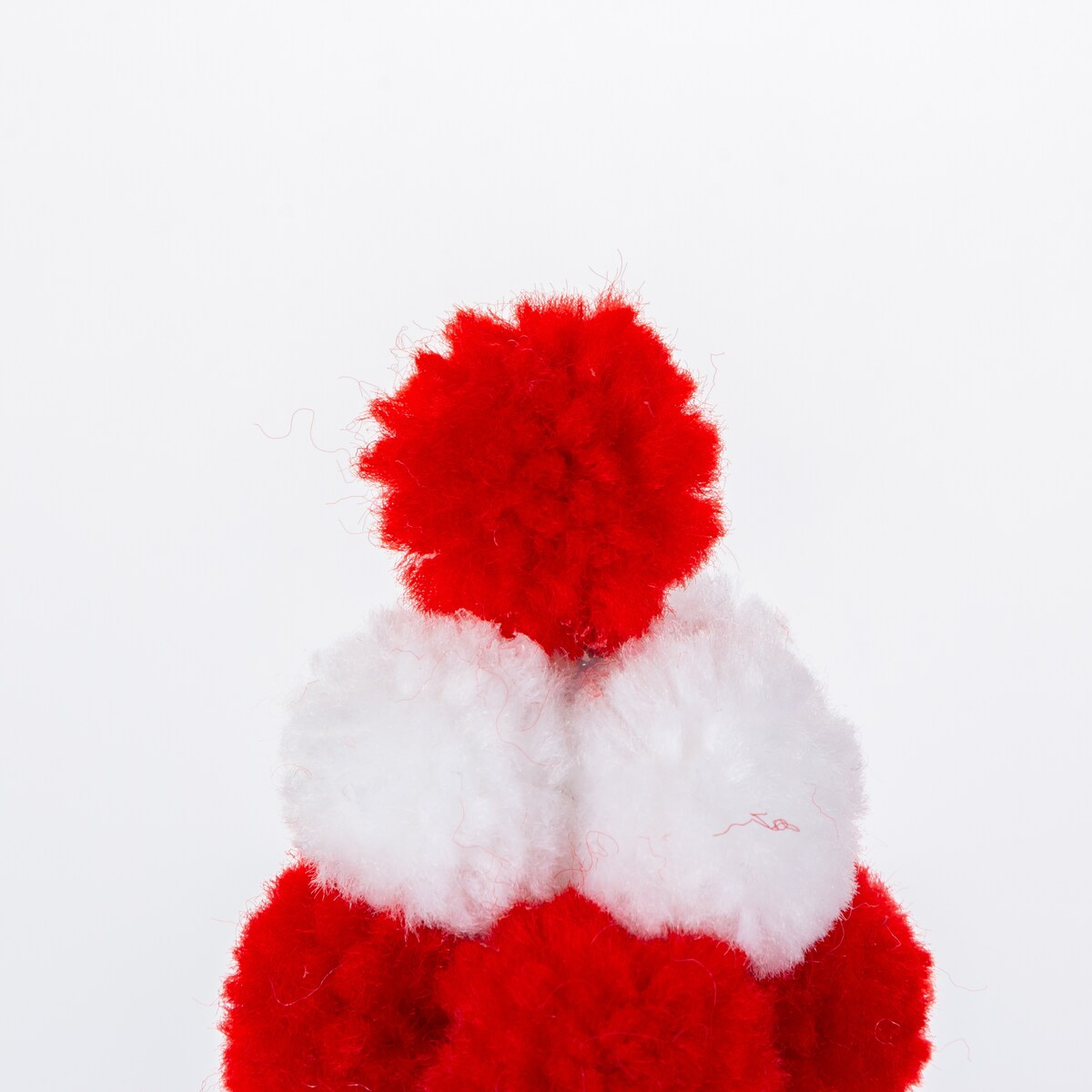 Set of 3 Red and White Festive Holiday Pom Pom Trees