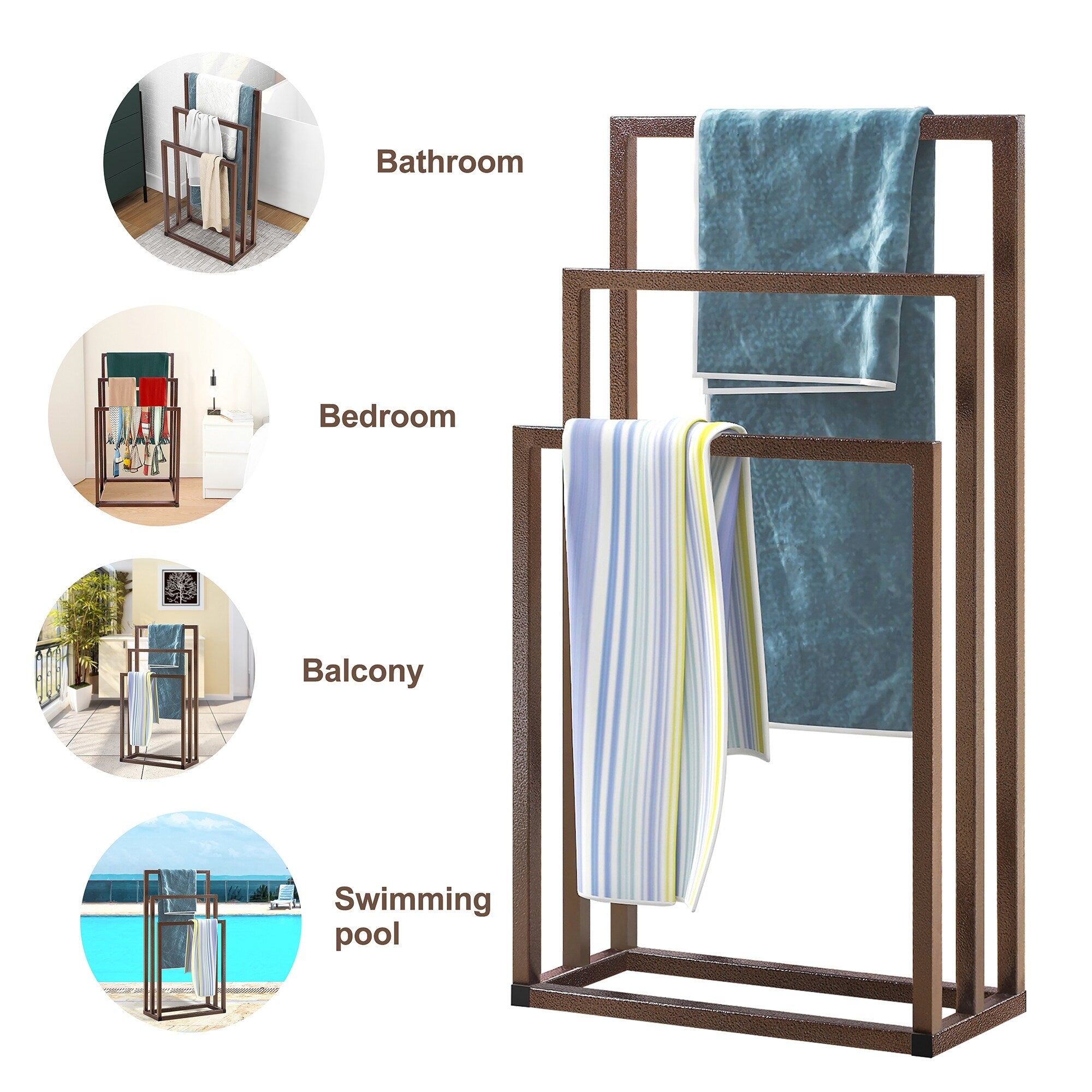 3 Tiers Metal Freestanding Towel Rack Hand Towel Holder Organizer for Bathroom Accessories