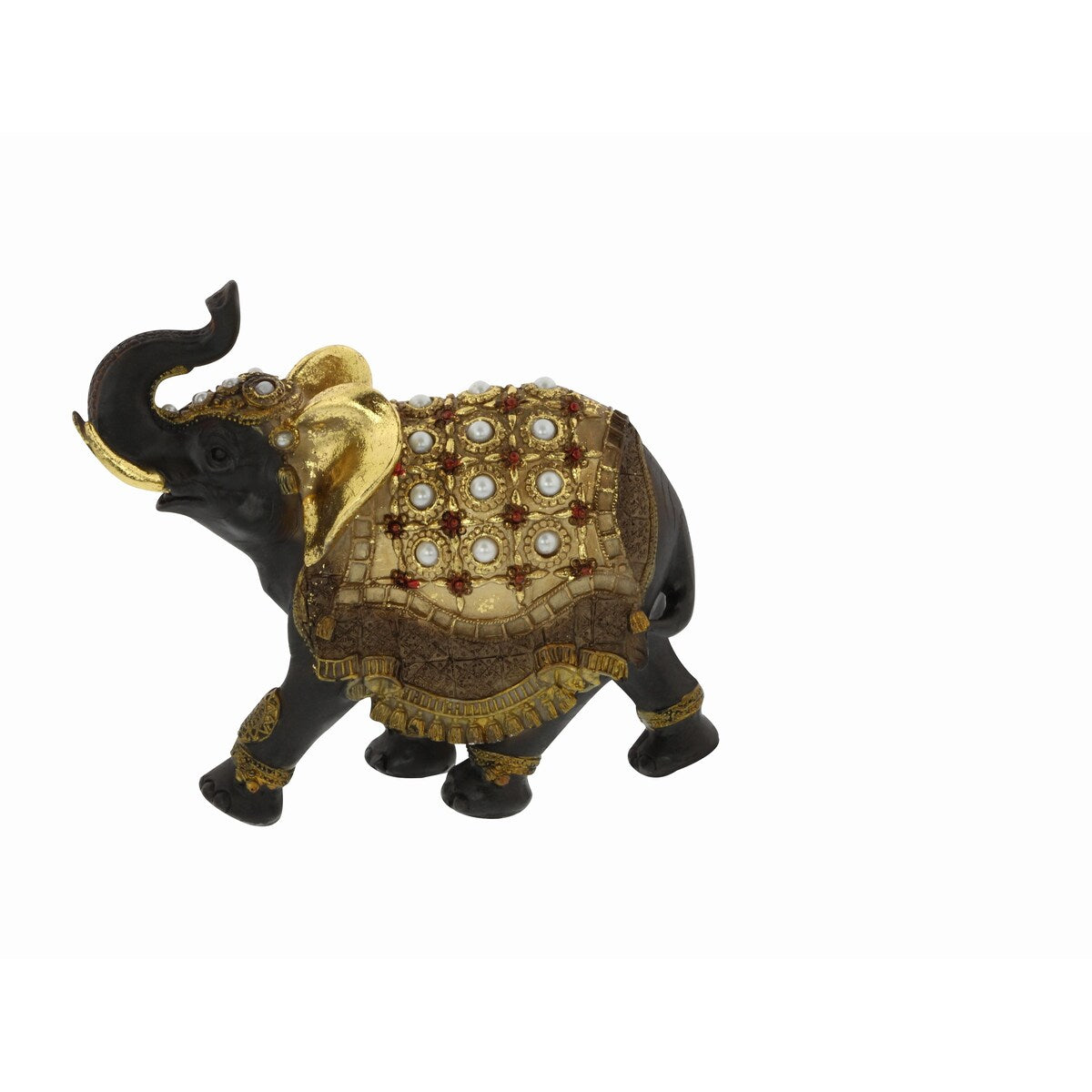 Polystone Elephant Handmade Decorative Sculpture with Ornate Dresswear and Pearl Accents - Set of 3 Gold - Roche River Decor