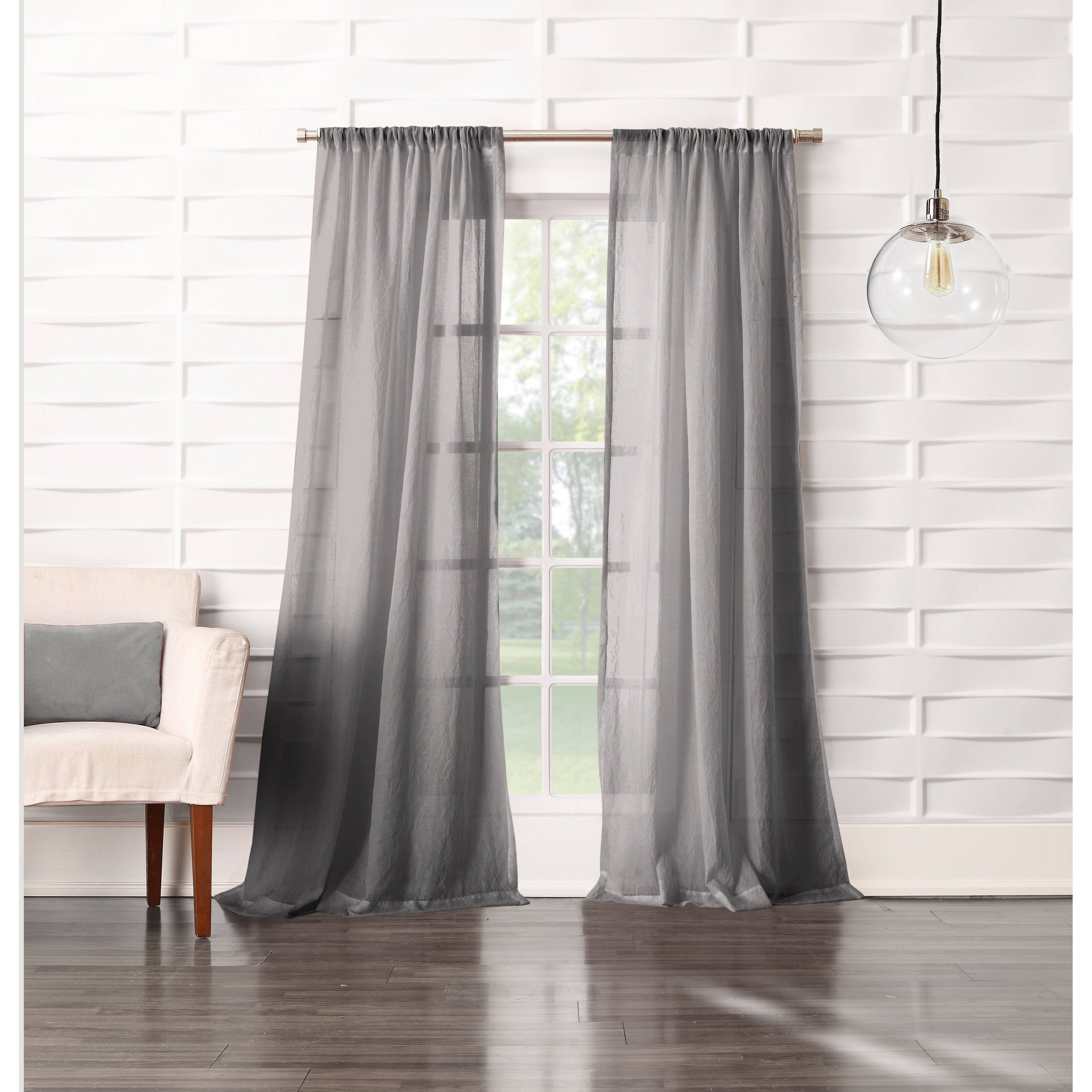 No. 918 Ladonna Crushed Texture Semi-Sheer Rod Pocket Curtain Panel, Single Panel