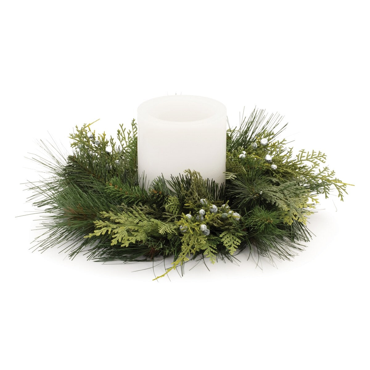 Mixed Pine Juniper Candle Ring (Set of 2) - Green