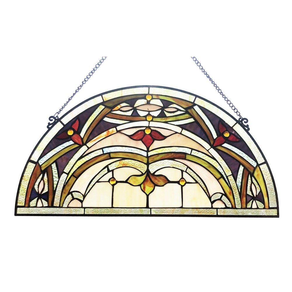 Gracewood Hollow Chu Glass Half-circle Window Panel/Suncatcher