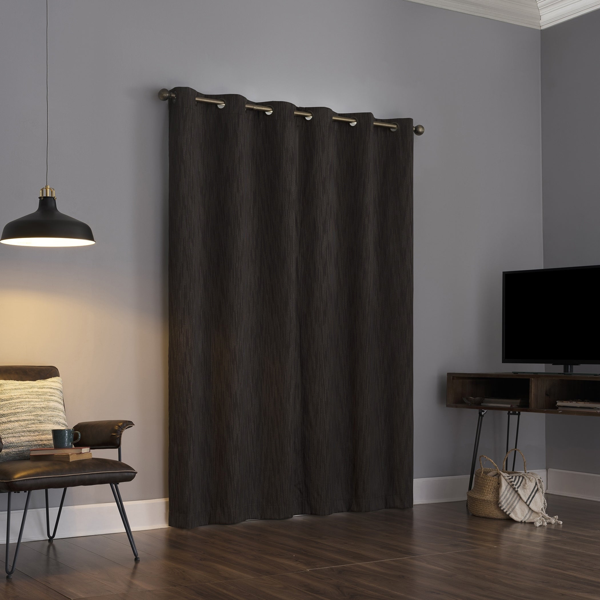 Sun Zero Damon Pinstripe Stitch Thermal Extreme Total Blackout Grommet Curtain Panel, Single Panel