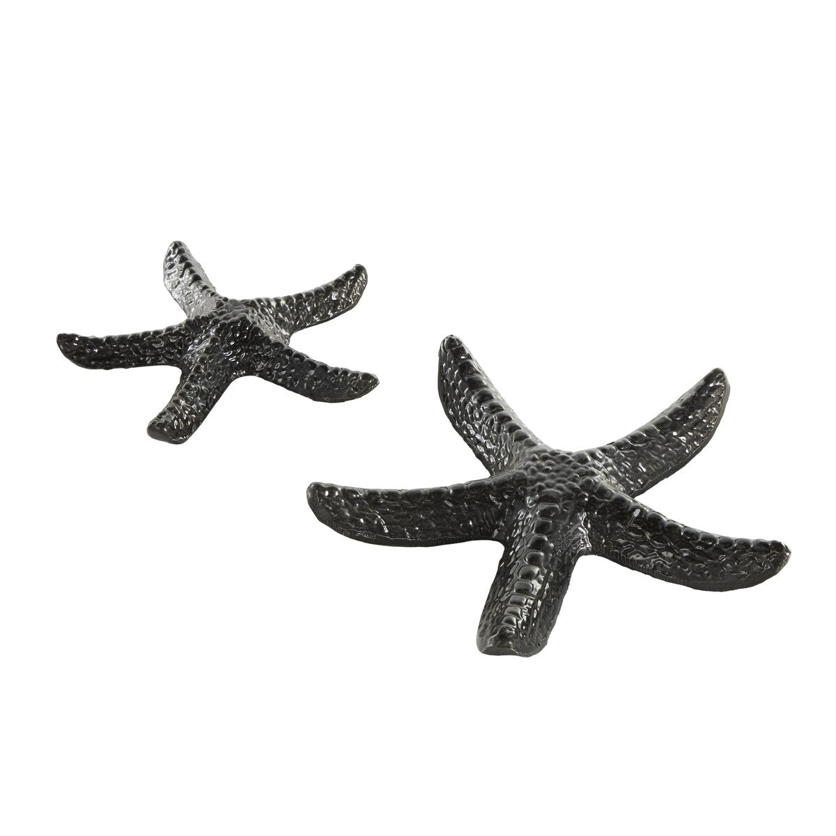 Aluminum Metal Starfish Bubble Textured Decorative Sculpture - Set of 2 Black - Roche River Decor