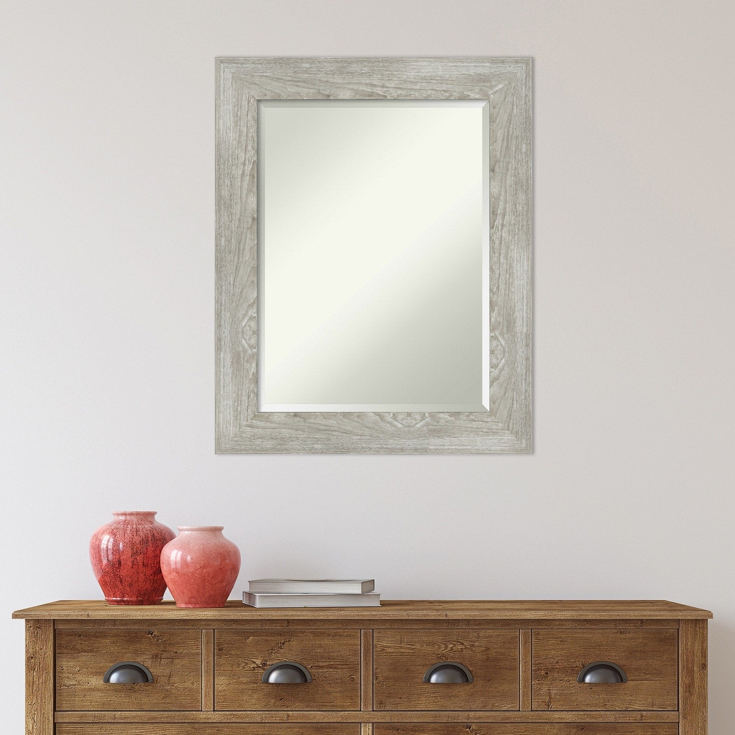 Beveled Bathroom Wall Mirror - Dove Greywash Frame