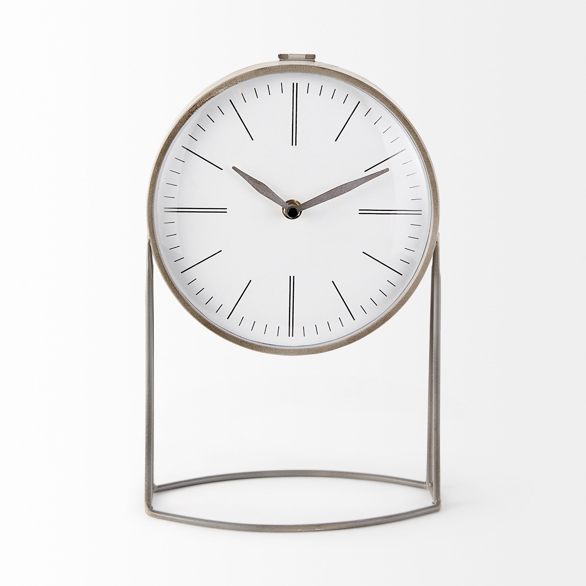 Aurus Matte Grey Metal Table Clock - 7.8W x 4.7D x 12.4H