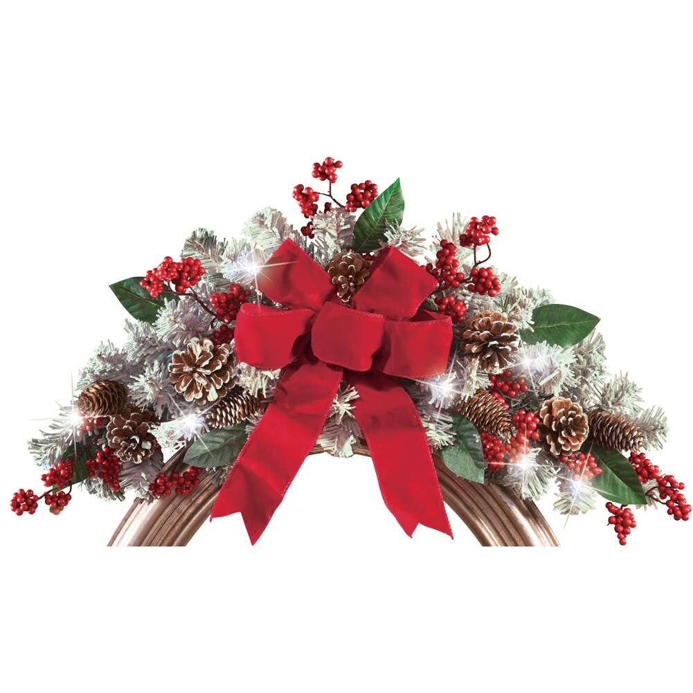 LED Holiday Frosted Pine Floral Swag - 11.100 x 7.200 x 5.400