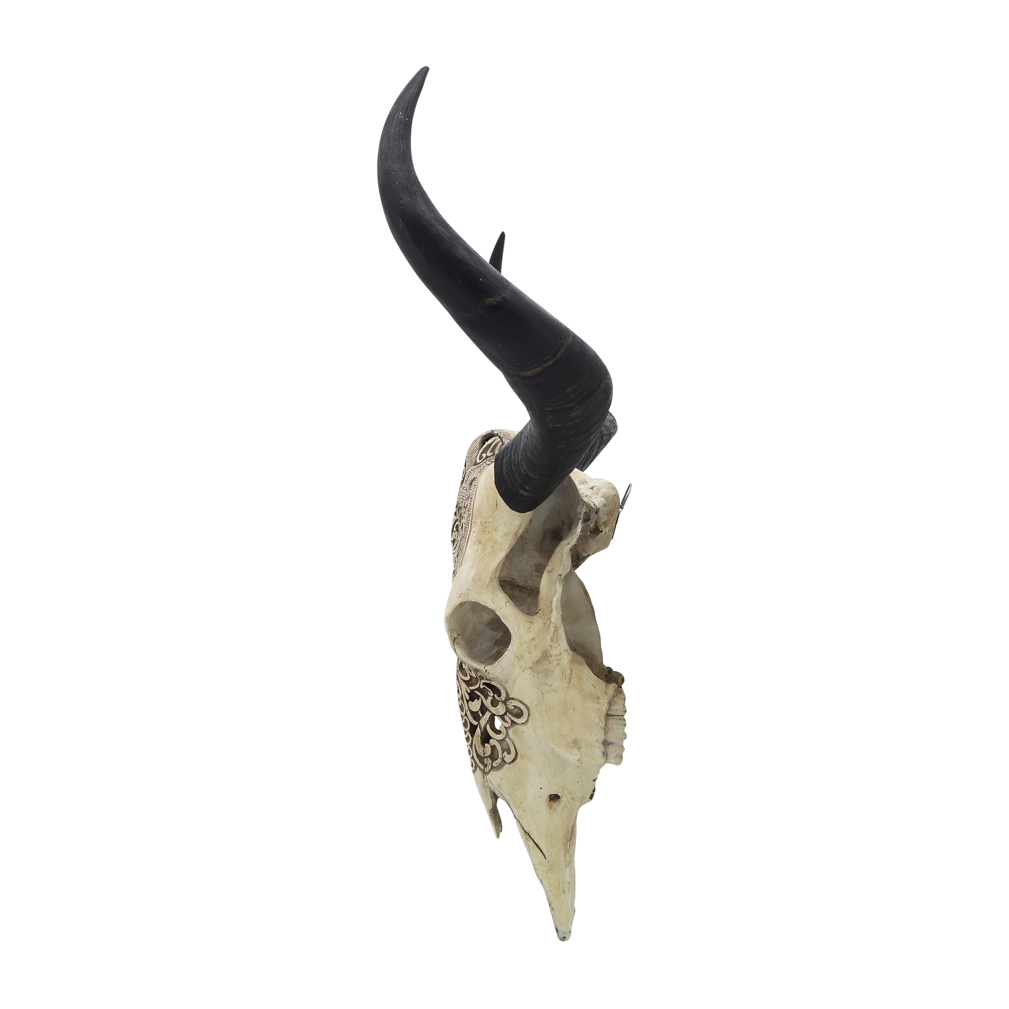 Sagebrook Home Boho Resin 28 Bull Skull Wall Accent, Ivory/Black