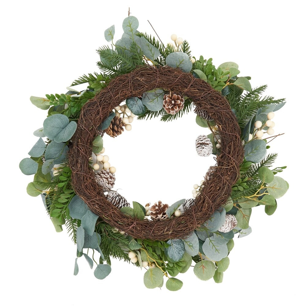 Spring Wreath With Eucalyptus And Pinecones