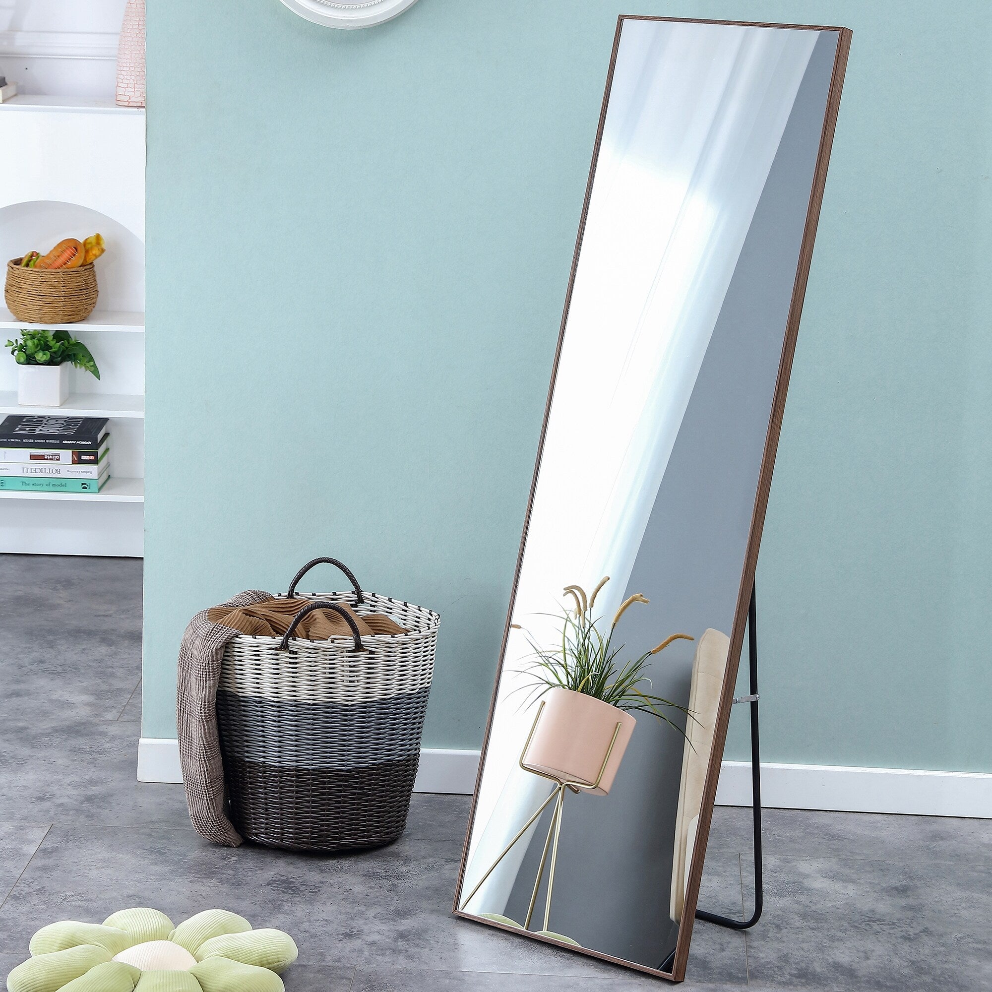 Solid Wood Frame Full Length Mirror, Dressing Mirror, Decorative Mirror, Clothing Store, Floor To Ceiling Mirror, Wall Mounted