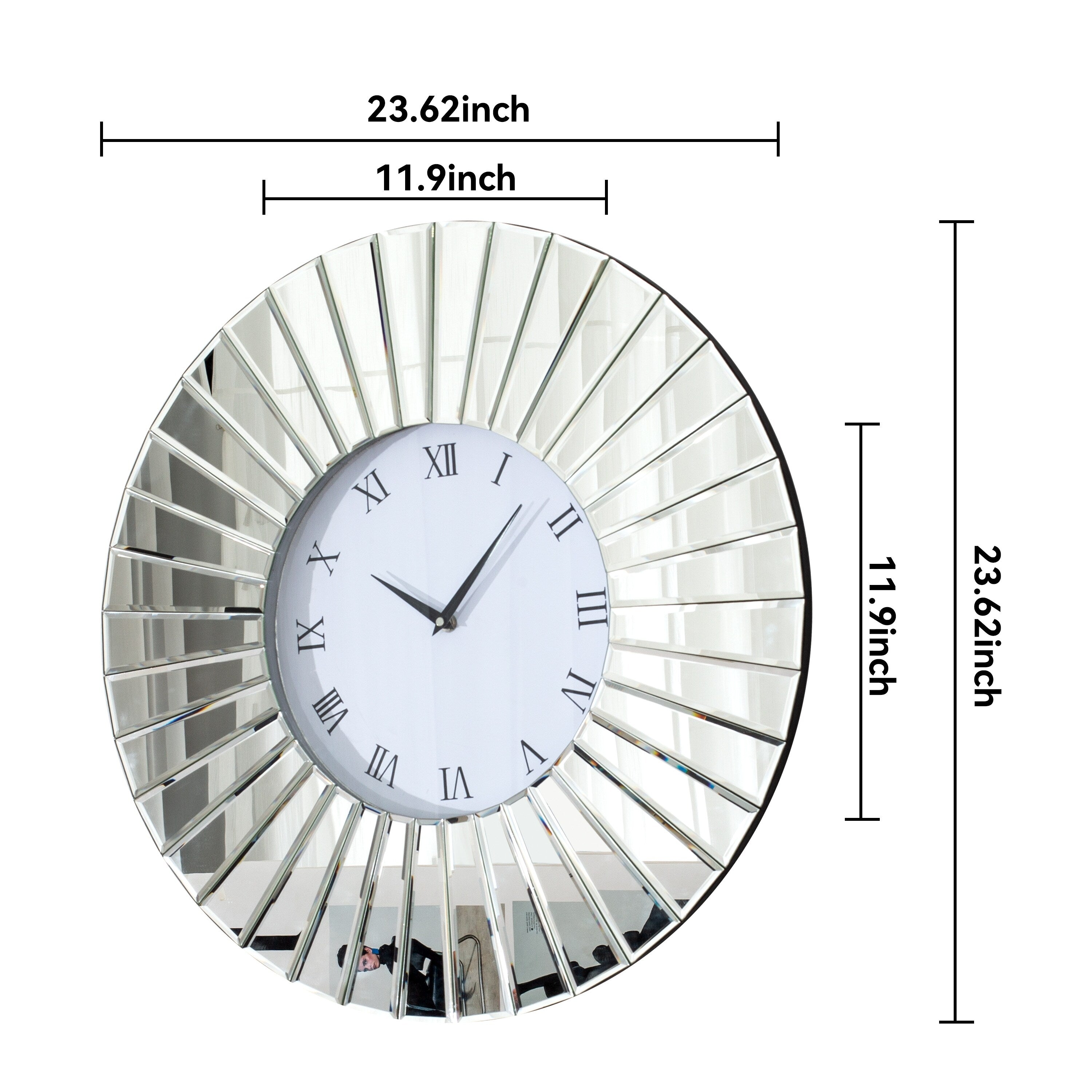 Mirrored Large Clocks Round Wall Clock