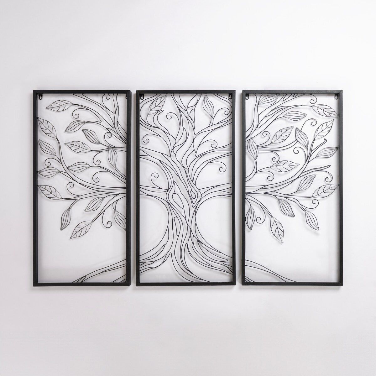 Abstract Tree Metal Panel Wall Plaques, Set of 3