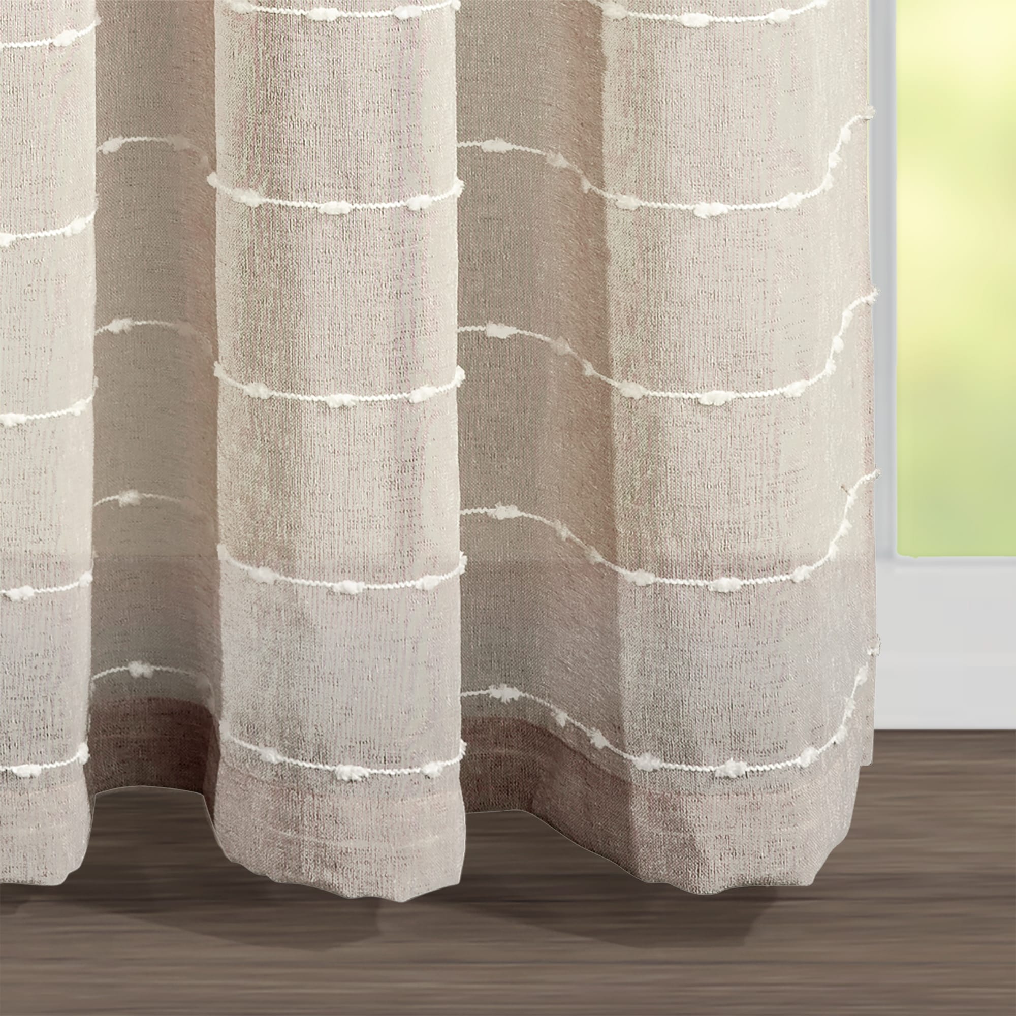 Lush Decor Farmhouse Textured Grommet Sheer Window Curtain Panel Pair