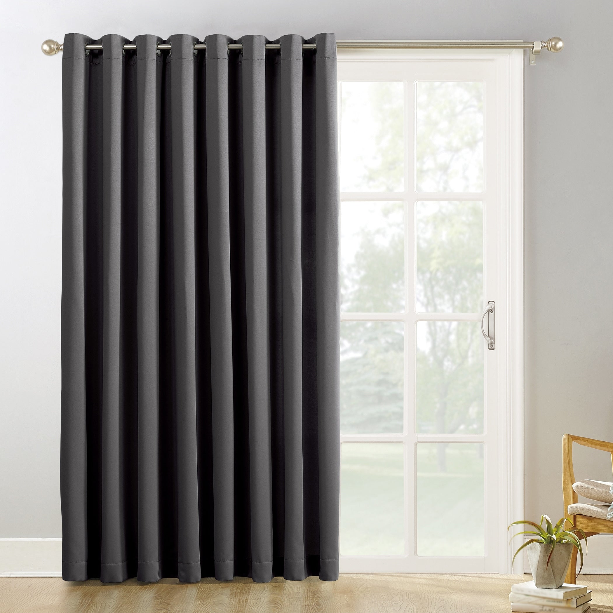 Sun Zero Hayden Patio Extra-Wide Blackout Grommet Sliding Patio Door Curtain Panel, Single Panel