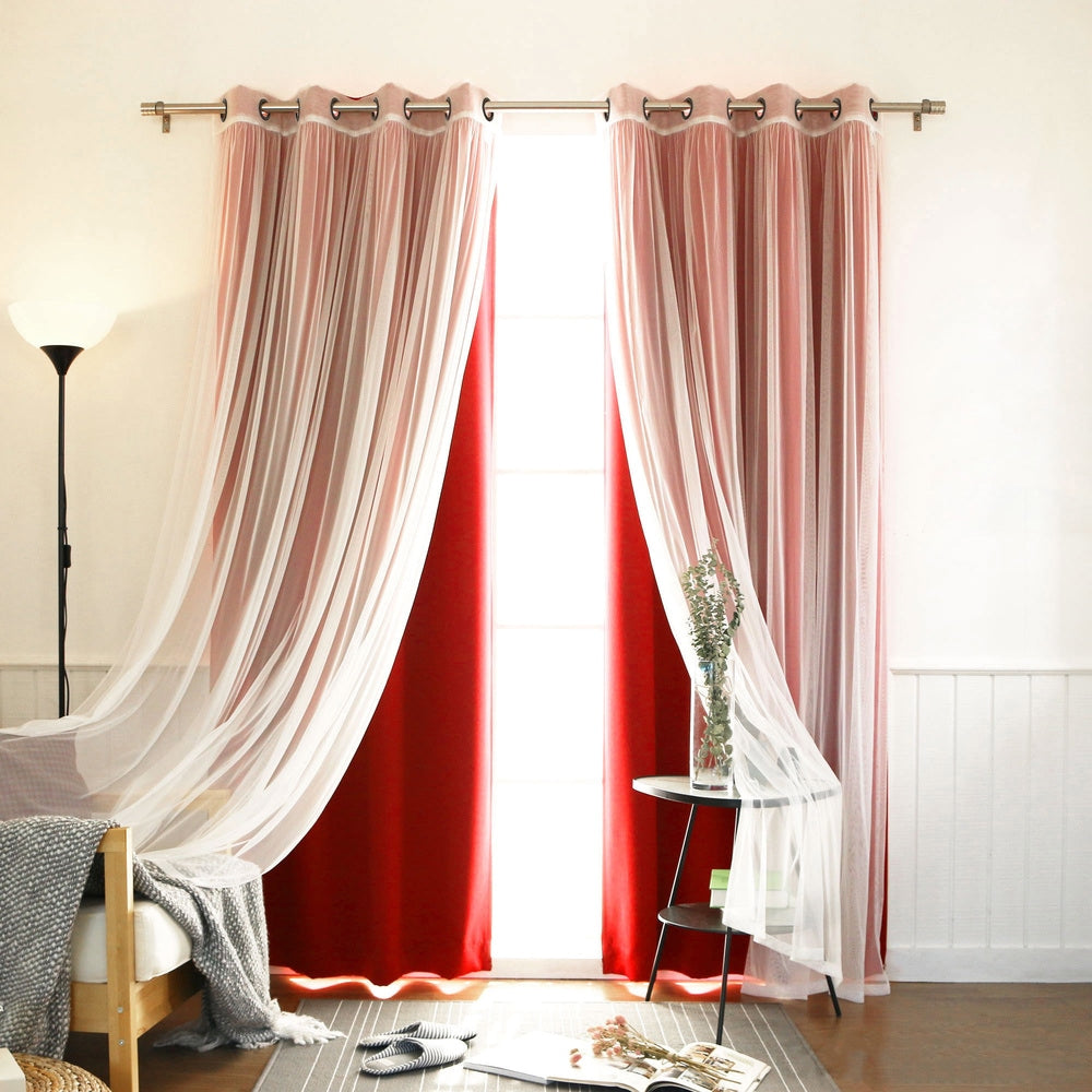 Aurora Home Mix-n-Match Blackout Tulle Lace 4-pc. Curtain Set