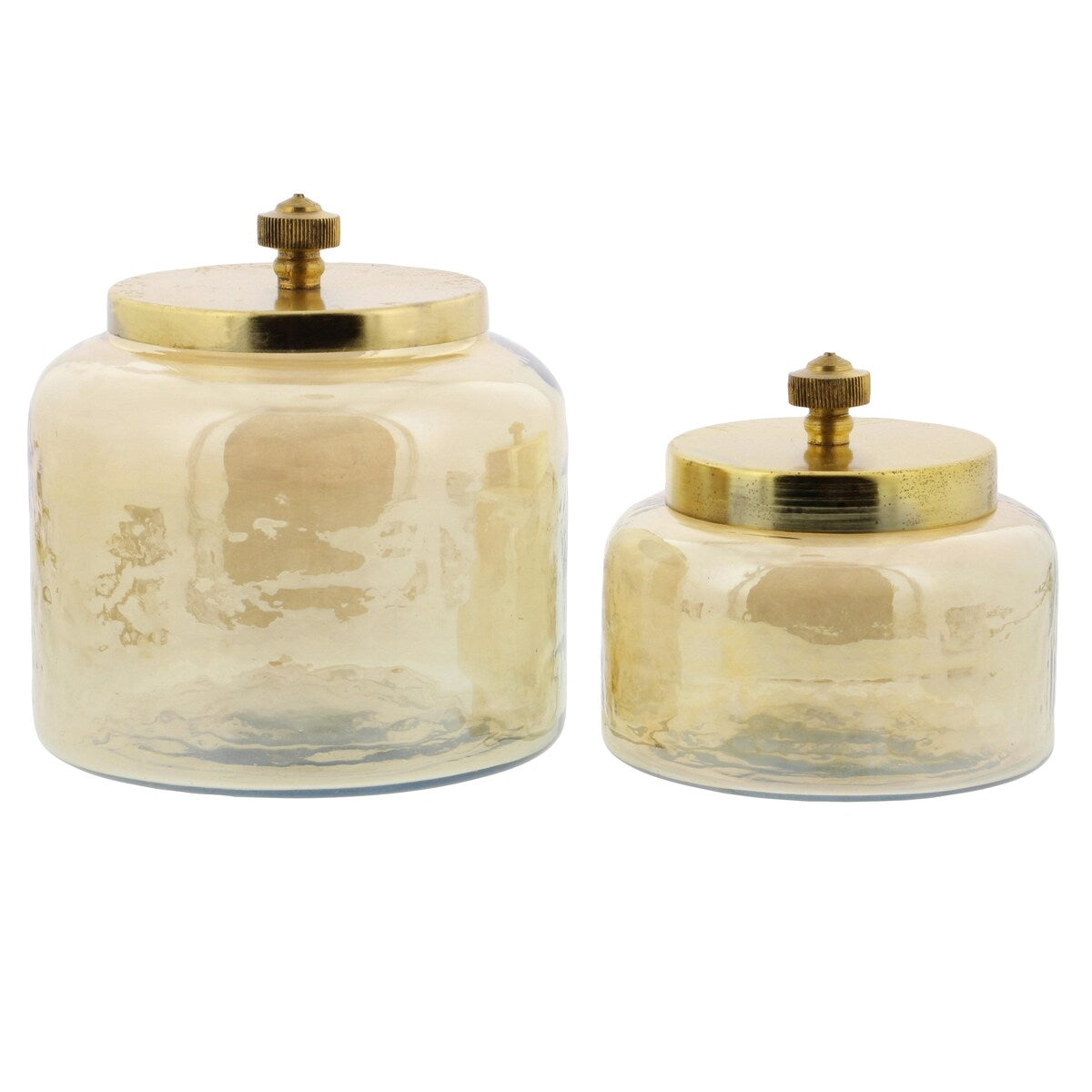 Glass Living Room Decorative Jars with Metal Lids - Set of 2 Gold - CosmoLiving by Cosmopolitan