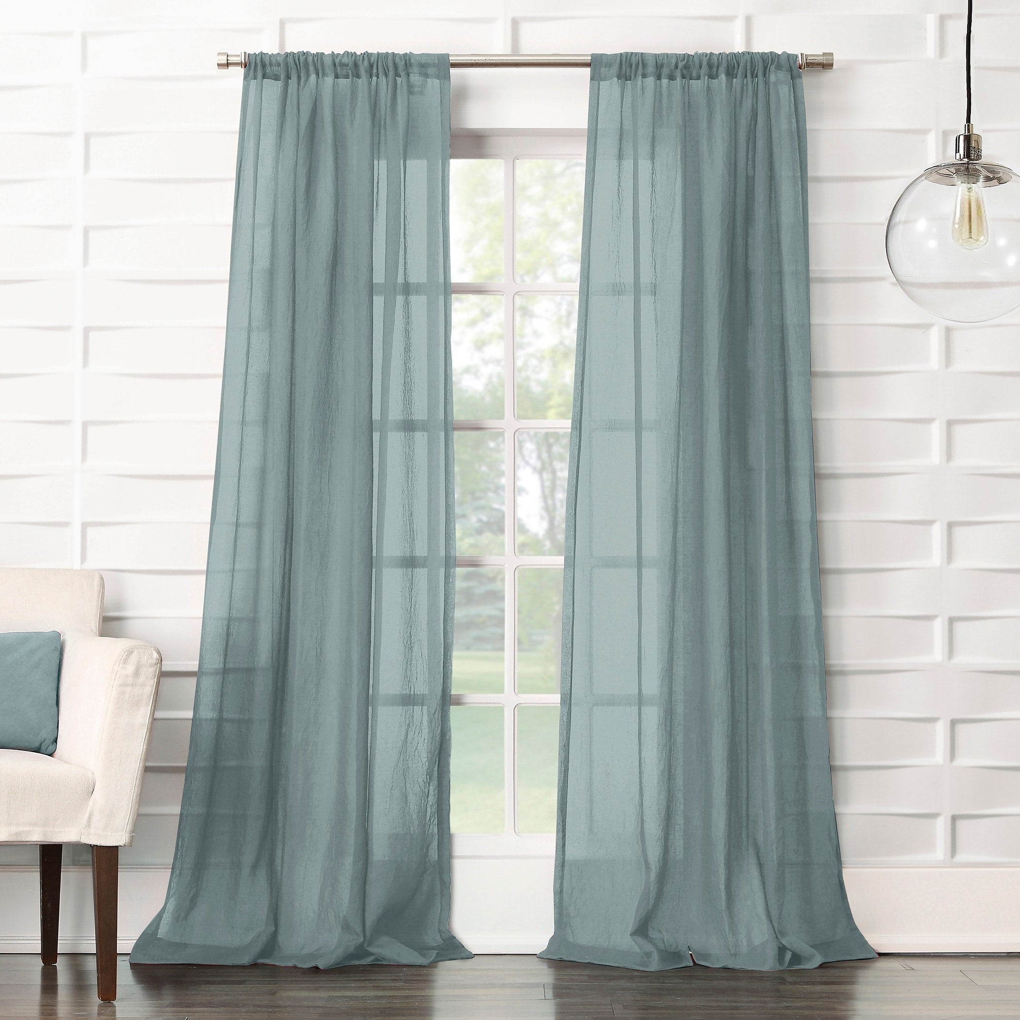 No. 918 Ladonna Crushed Texture Semi-Sheer Rod Pocket Curtain Panel, Single Panel