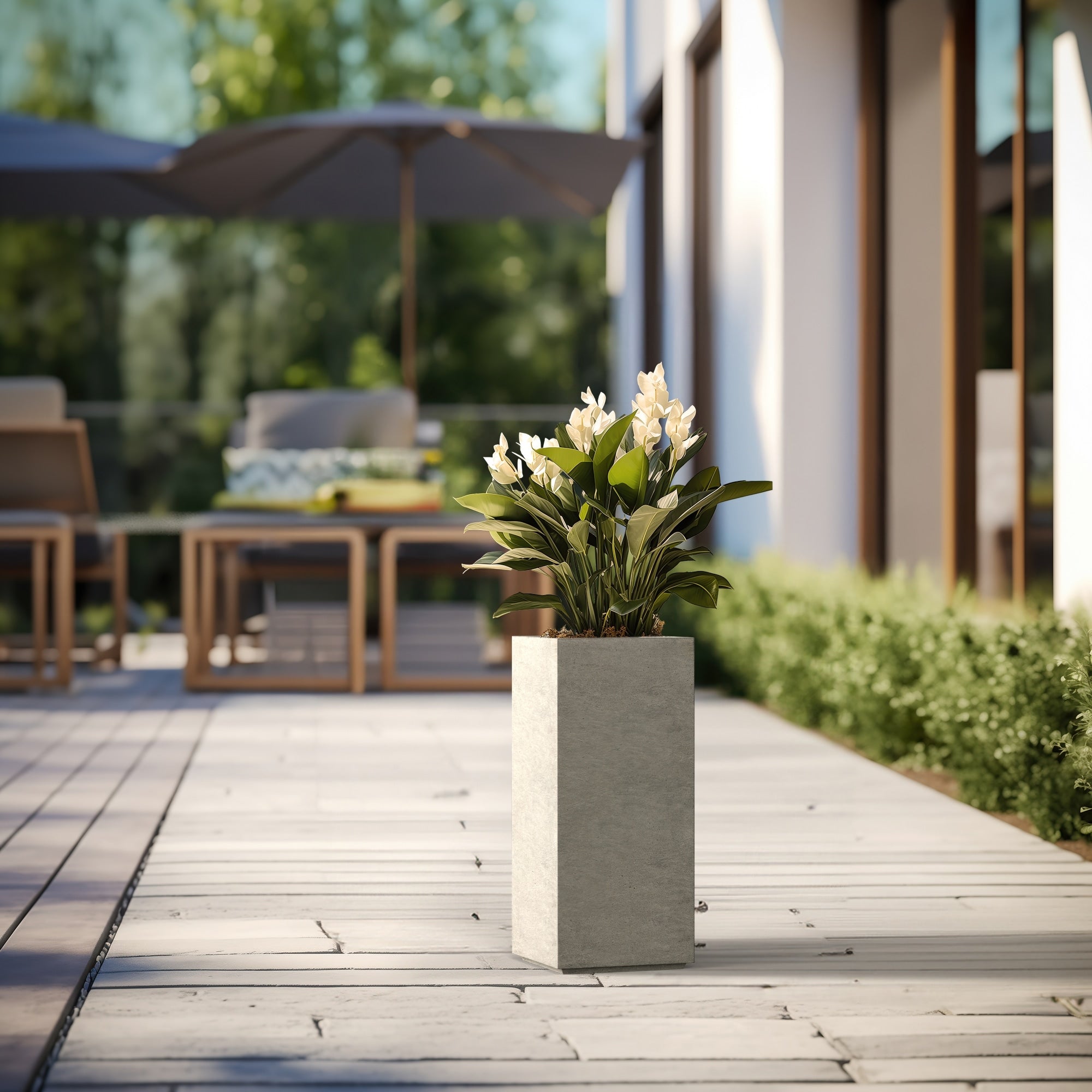 Tall Concrete Rectangle Plant Boxes / Large Indoor and Outdoor Flower Planters