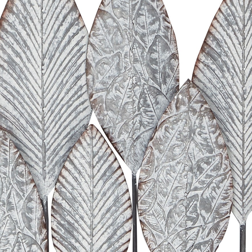 Contemporary Metal Tall Cut-Out Leaf Wall Decor with Intricate Laser Cut Designs - Bronze, Gray, Brass