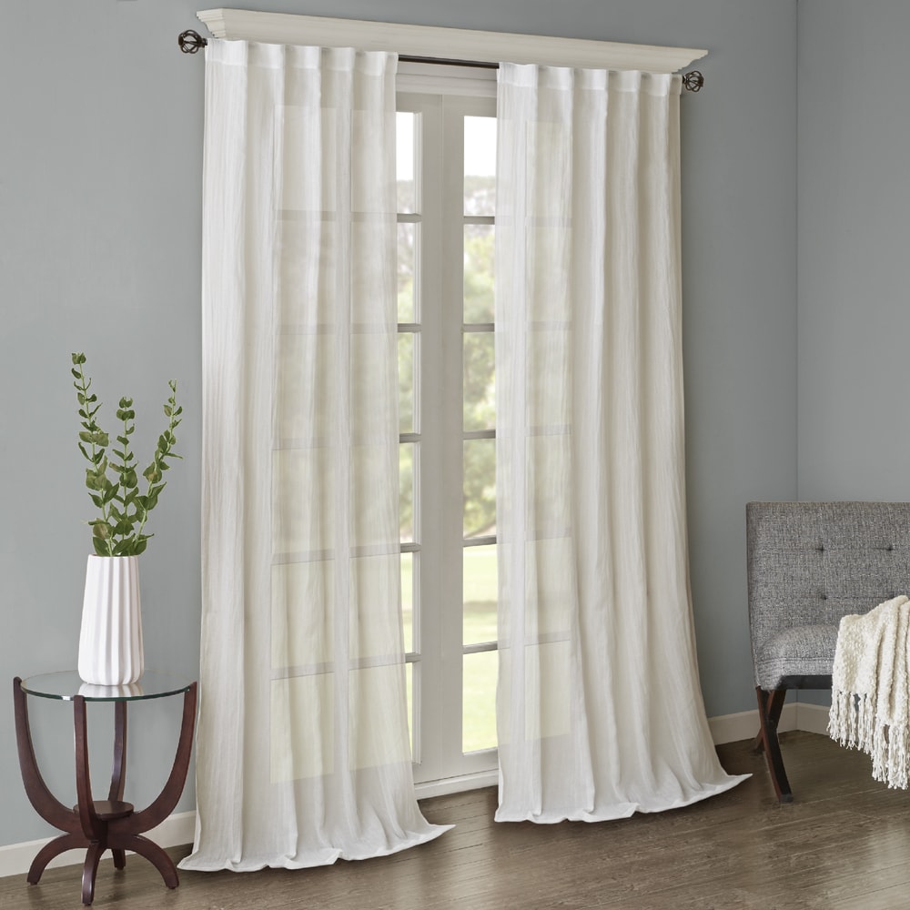 Madison Park Kaylee Solid Crushed Sheer Window Curtain Pair