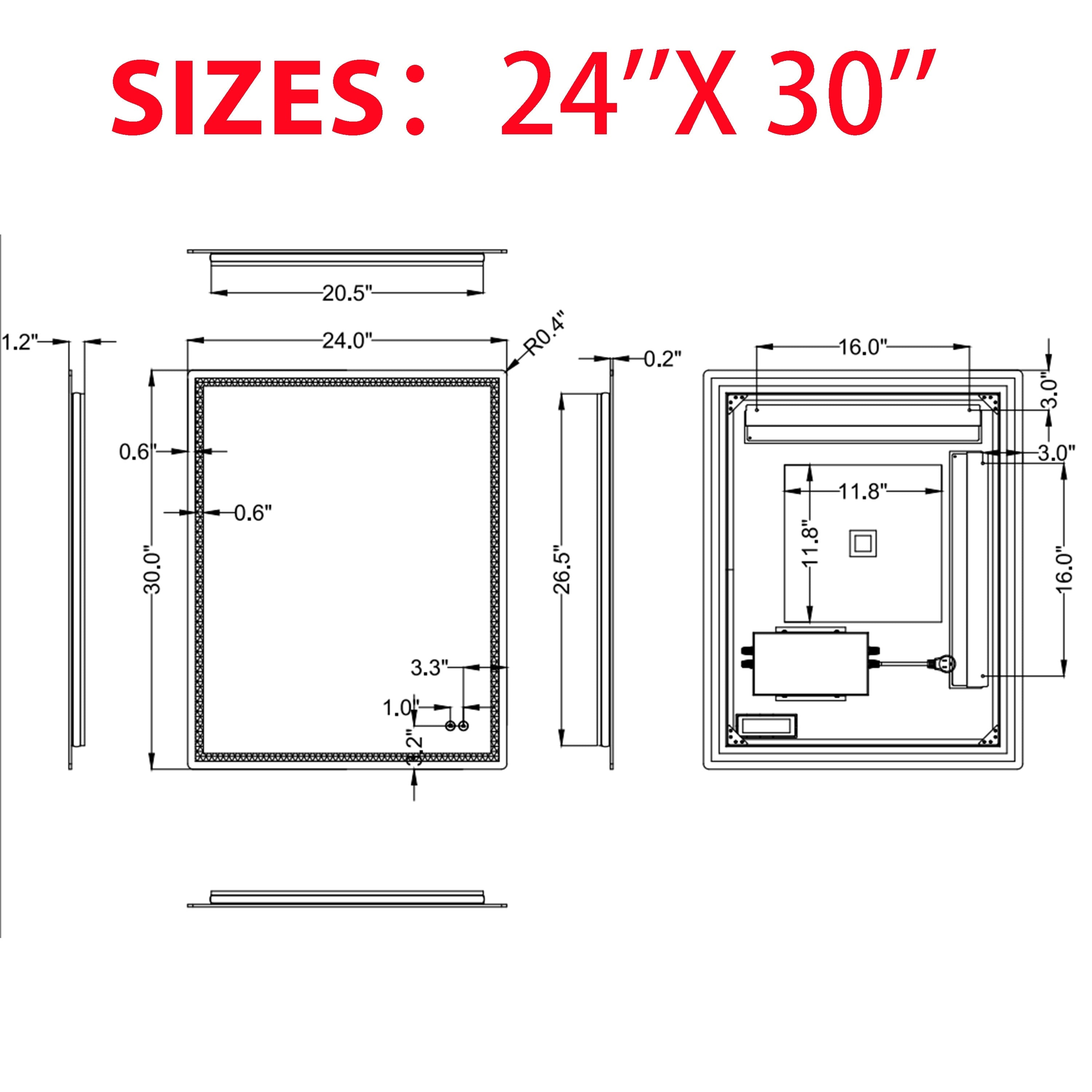 CB HOME LED Bathroom Mirror, Lighted Wall Mounted Mirror, Frameless Vanity Mirror, Anti-Fog, Dimmable,Three Color