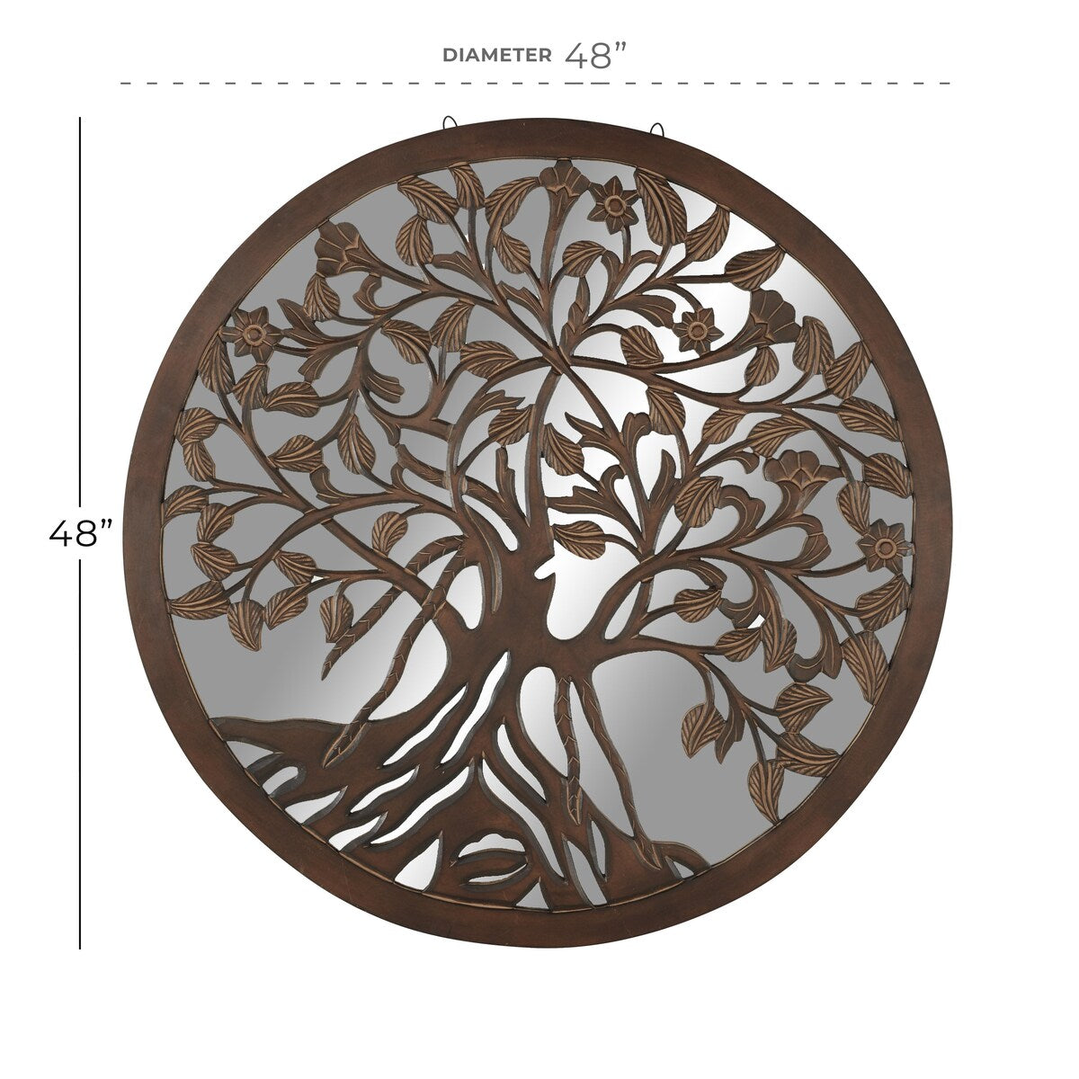 Wood Tree Handmade Mirrored Home Wall Decor - Brown - Roche River Decor