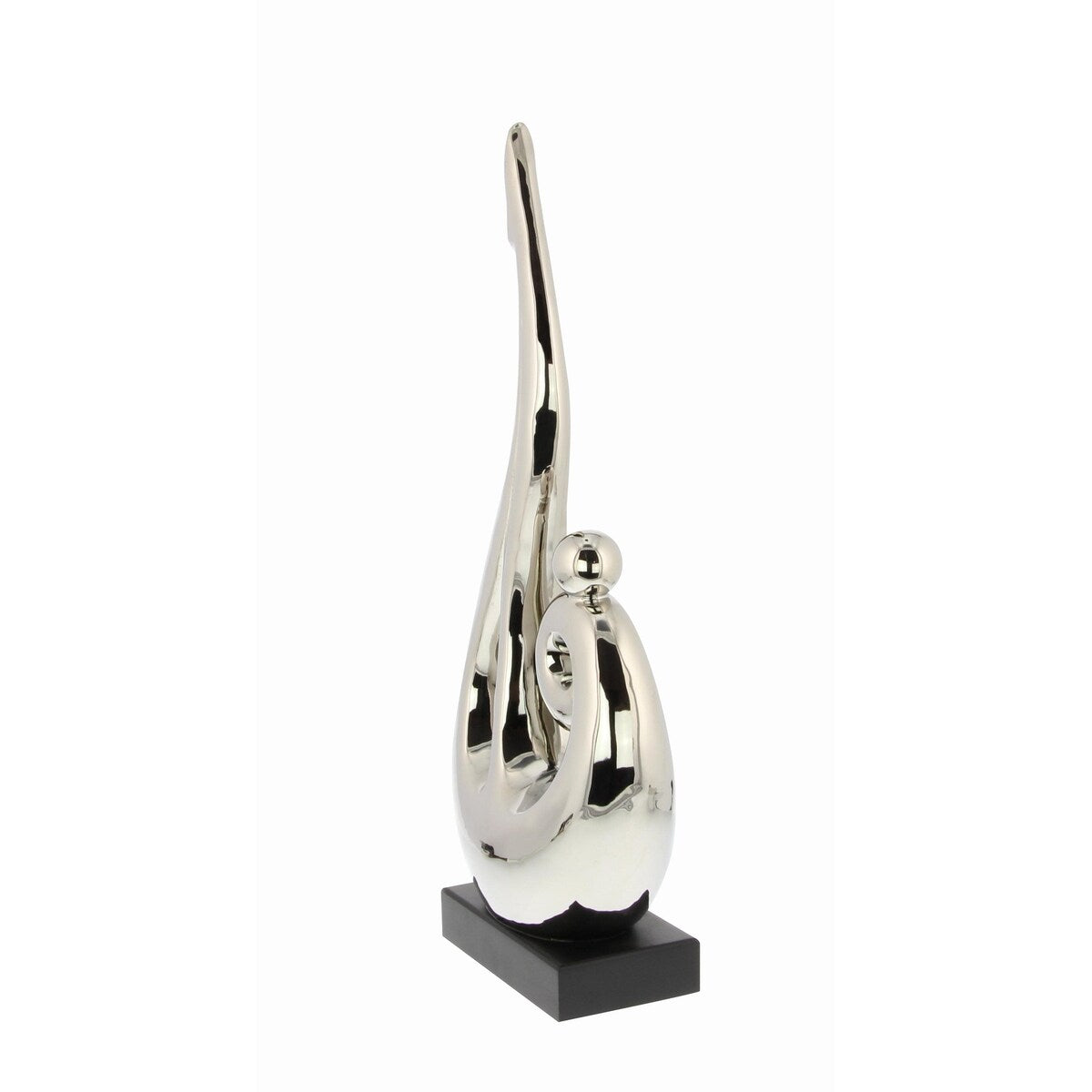 Ceramic Abstract Decorative Sculpture with Black Base - Silver - Roche River Decor