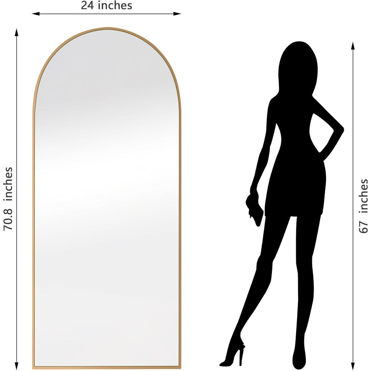 71x24 Inch Arch Full Length Mirror, Standing Floor Mirror, Full Body Mirror for Living Room, Bedroom, Bathroom (Wooden Frame)