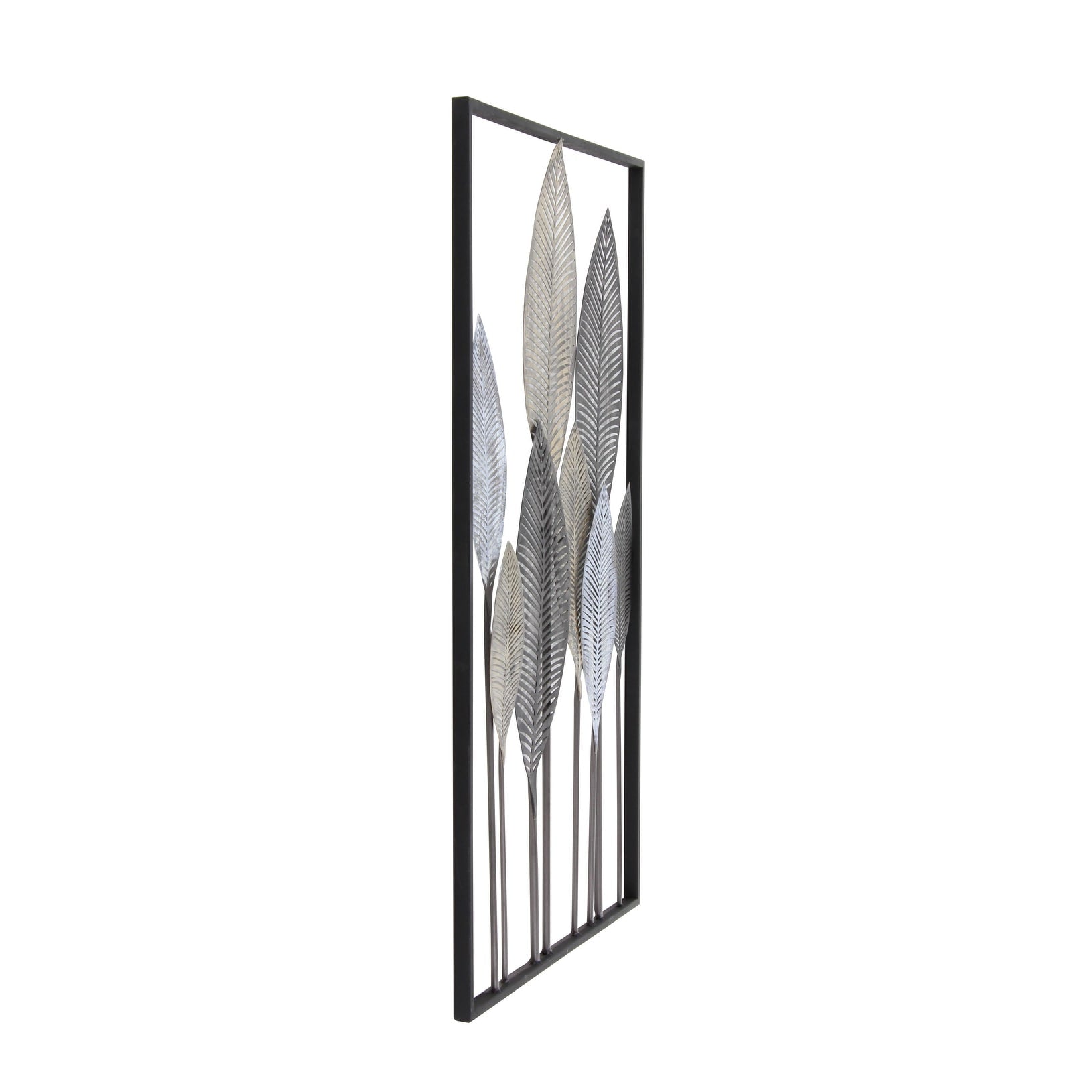 Contemporary Metal Tall Cut-Out Leaf Wall Decor with Intricate Laser Cut Designs - Bronze, Gray, Brass