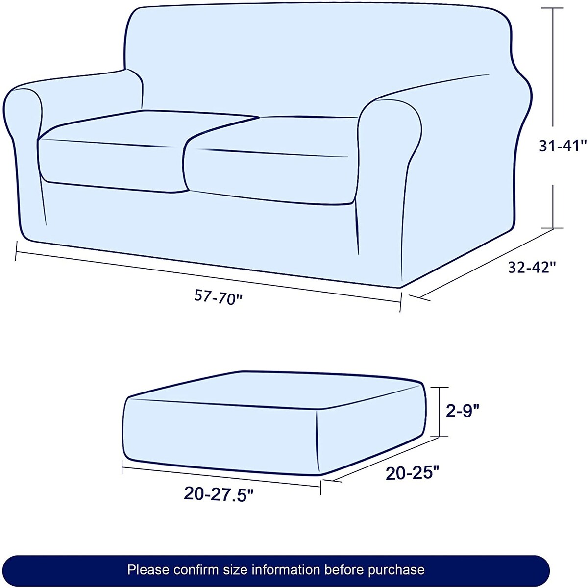 Subrtex Stretch Loveseat Slipcover Cover with 2 Separate Cushion Cover