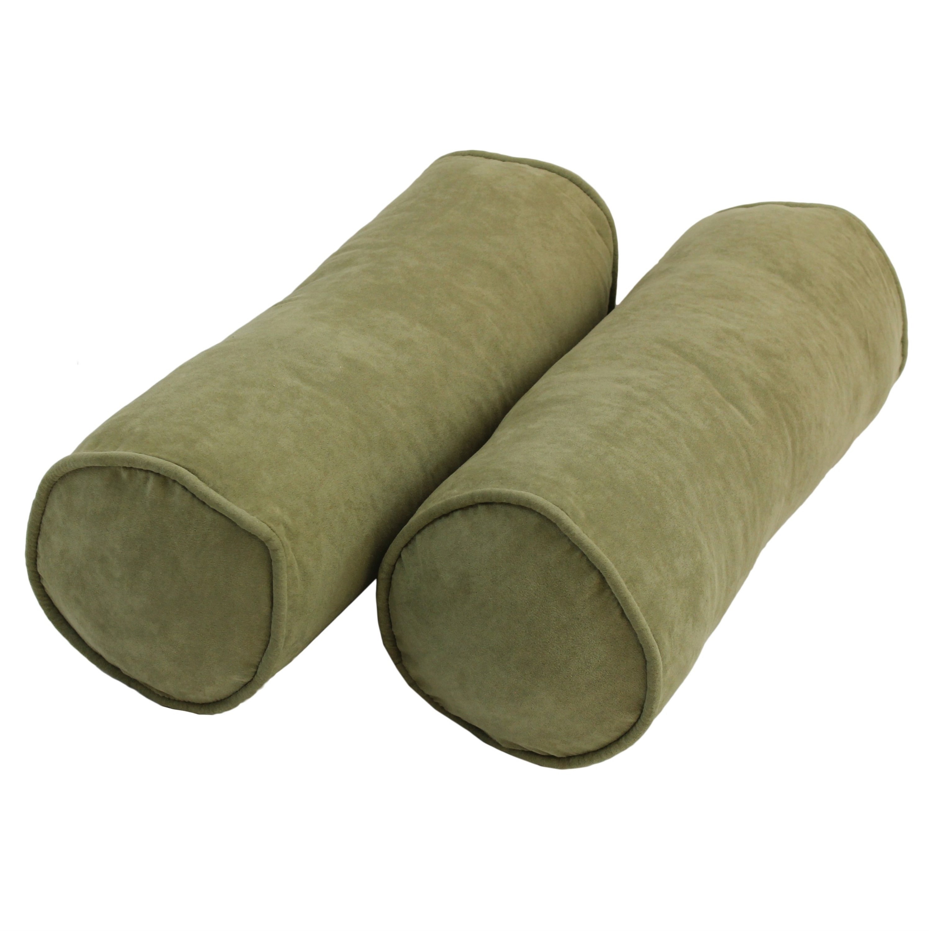 20-inch by 8-inch Corded Microsuede Bolster Pillows (Set of 2)