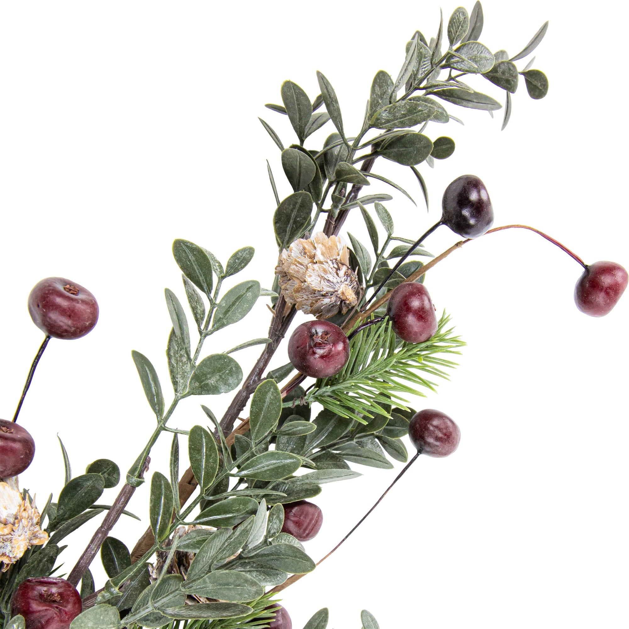 30 Mixed Foliage with Berries and Pinecones Artificial Christmas Spray