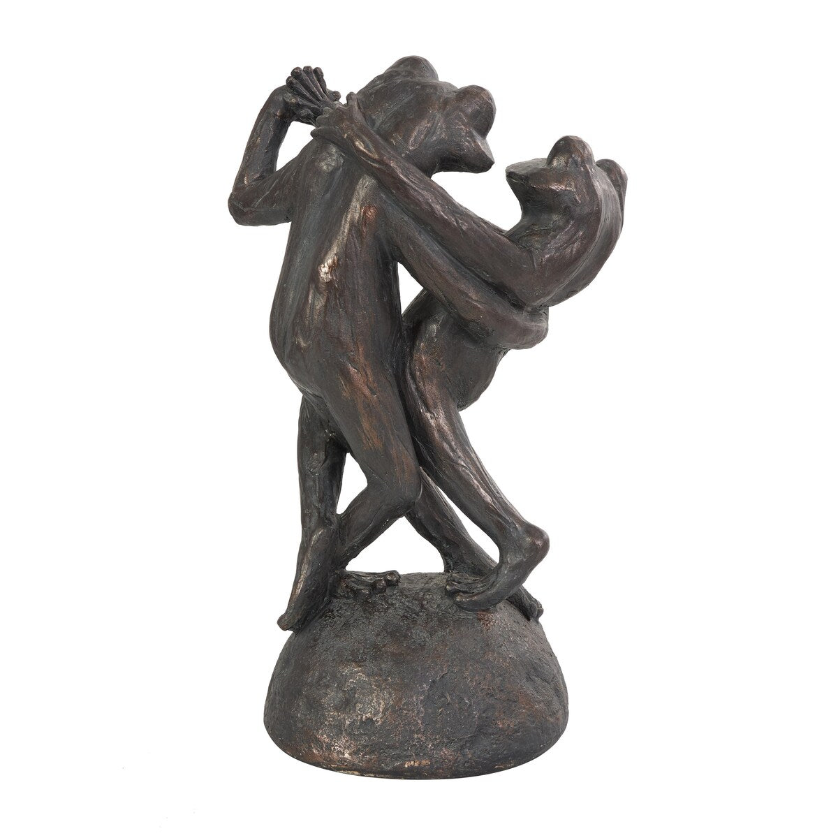 Resin Frog Patina Dancing Decorative Sculpture with Rock Base - Bronze - Roche River Decor